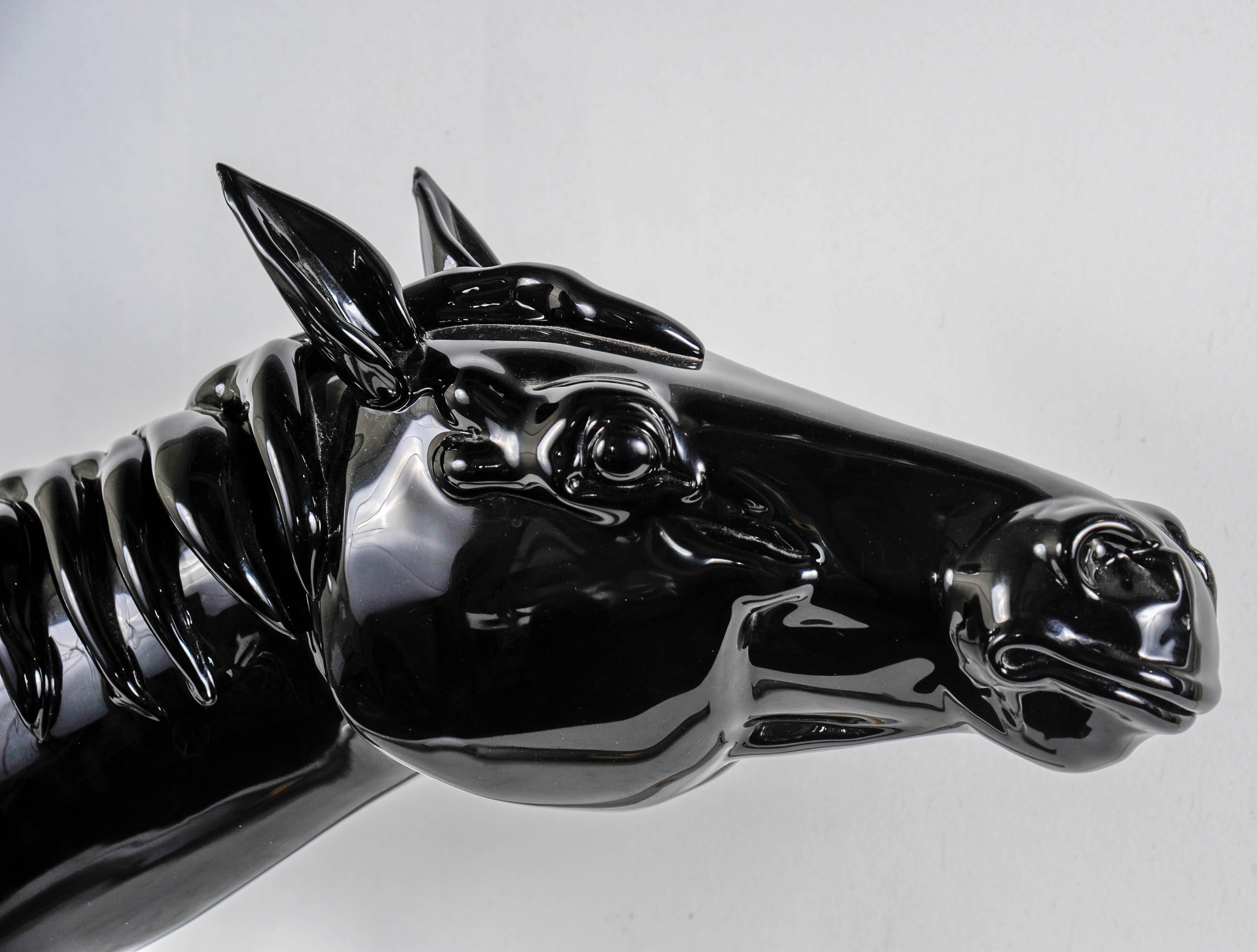 Huge Murano Glass Horse Head Sculpture in the Style of Cenedese In Excellent Condition For Sale In Bois-Colombes, FR