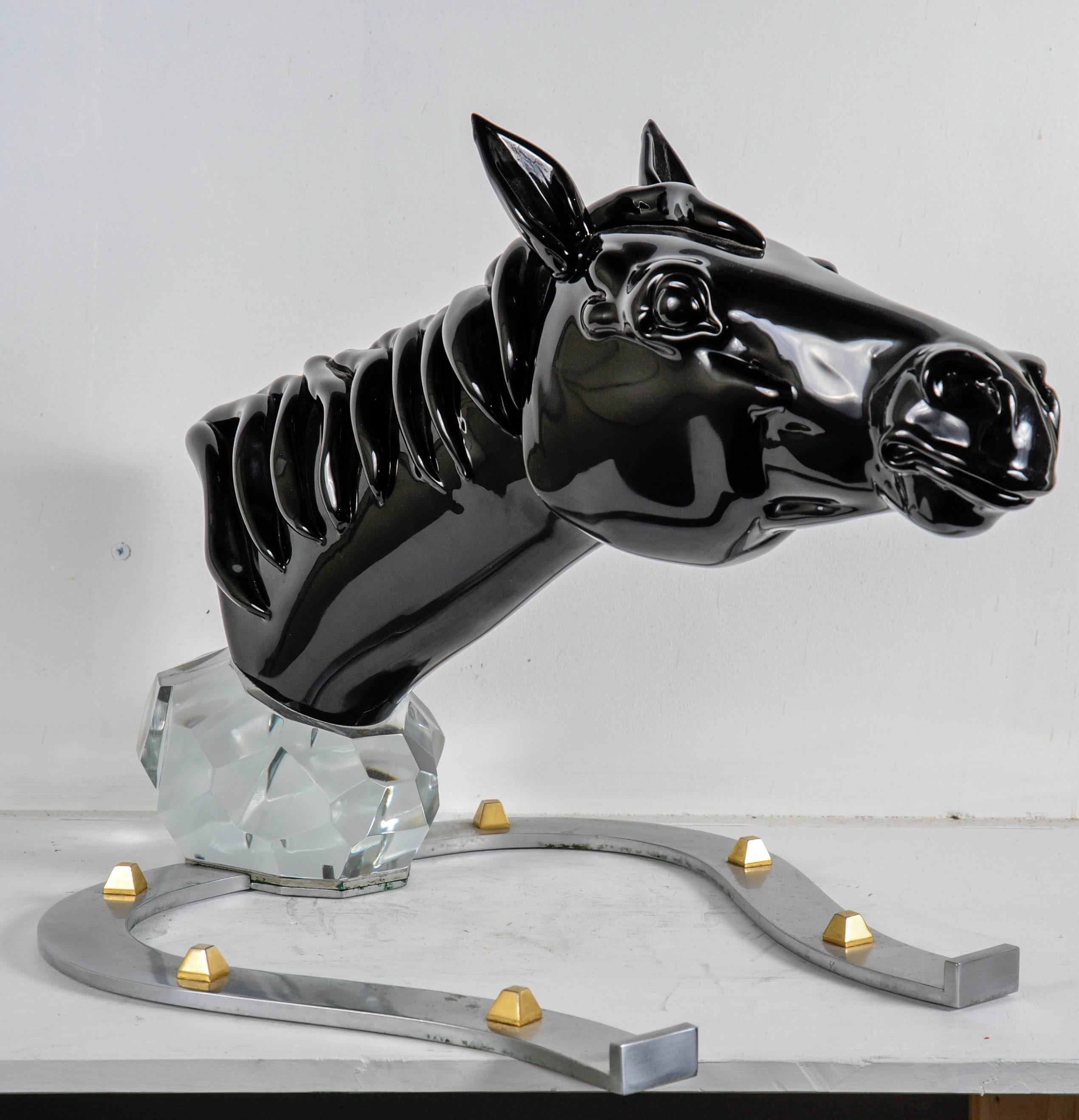 Late 20th Century Huge Murano Glass Horse Head Sculpture in the Style of Cenedese For Sale