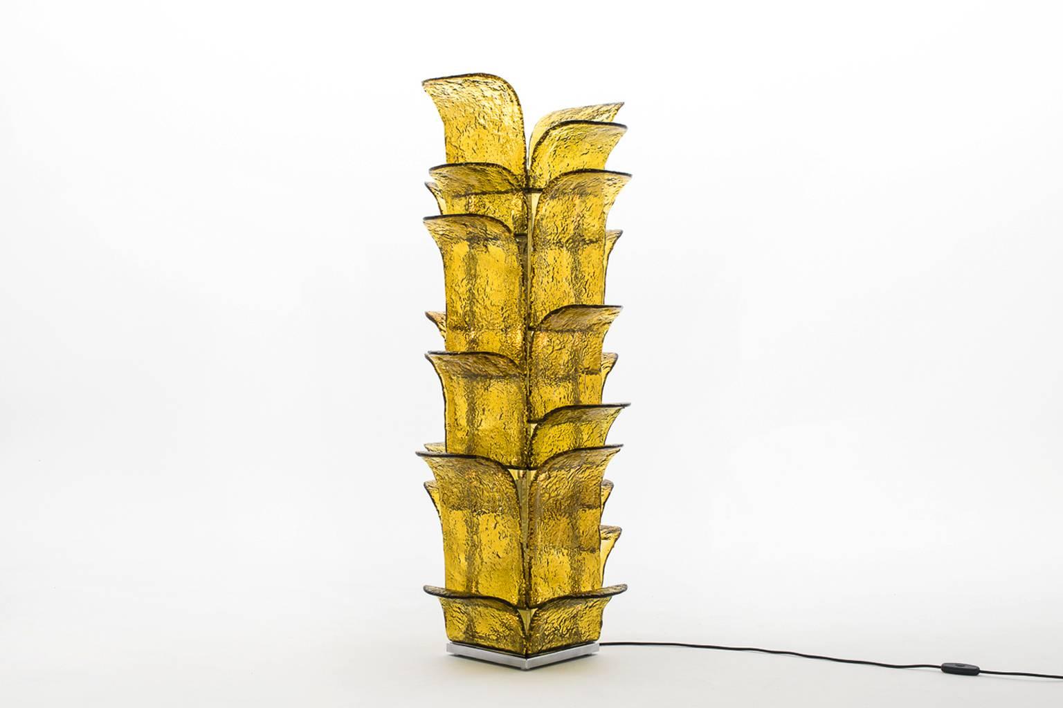Mid-Century Modern Huge Murano Glass Leaves Floor Lamp by Carlo Nason for Mazzega