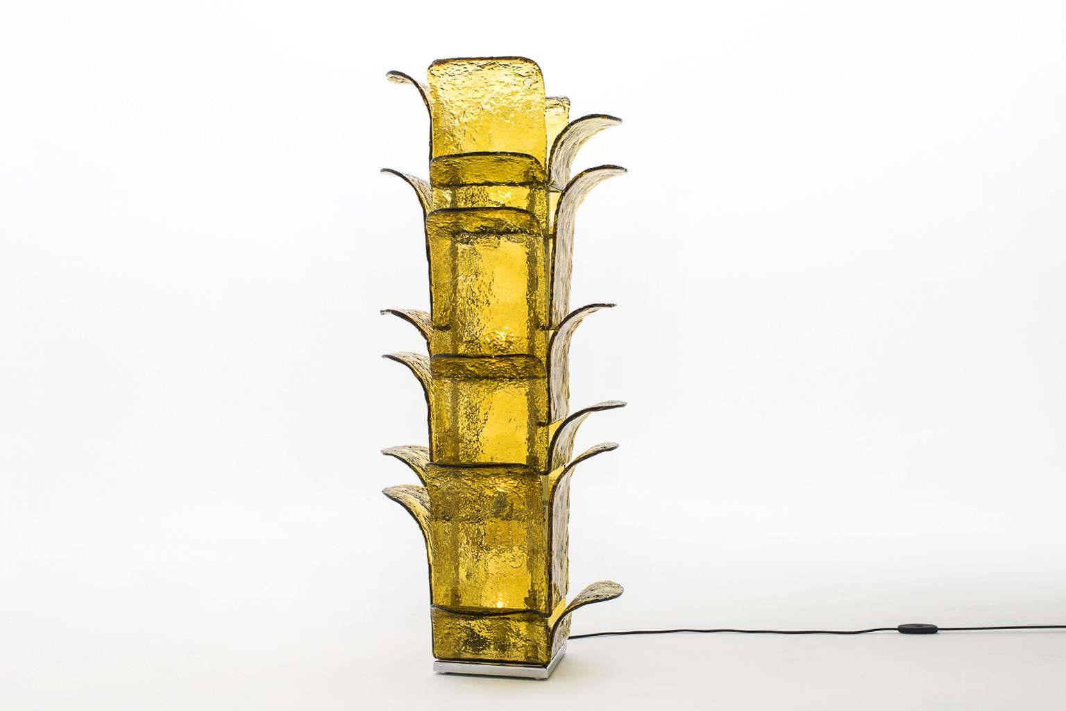 Italian Huge Murano Glass Leaves Floor Lamp by Carlo Nason for Mazzega