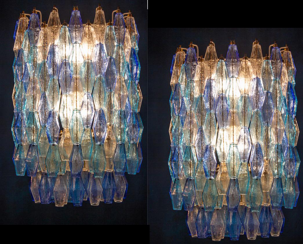 Grand lustre Poliedri en verre de Murano de couleur saphir, style C. Scarpa en vente 6