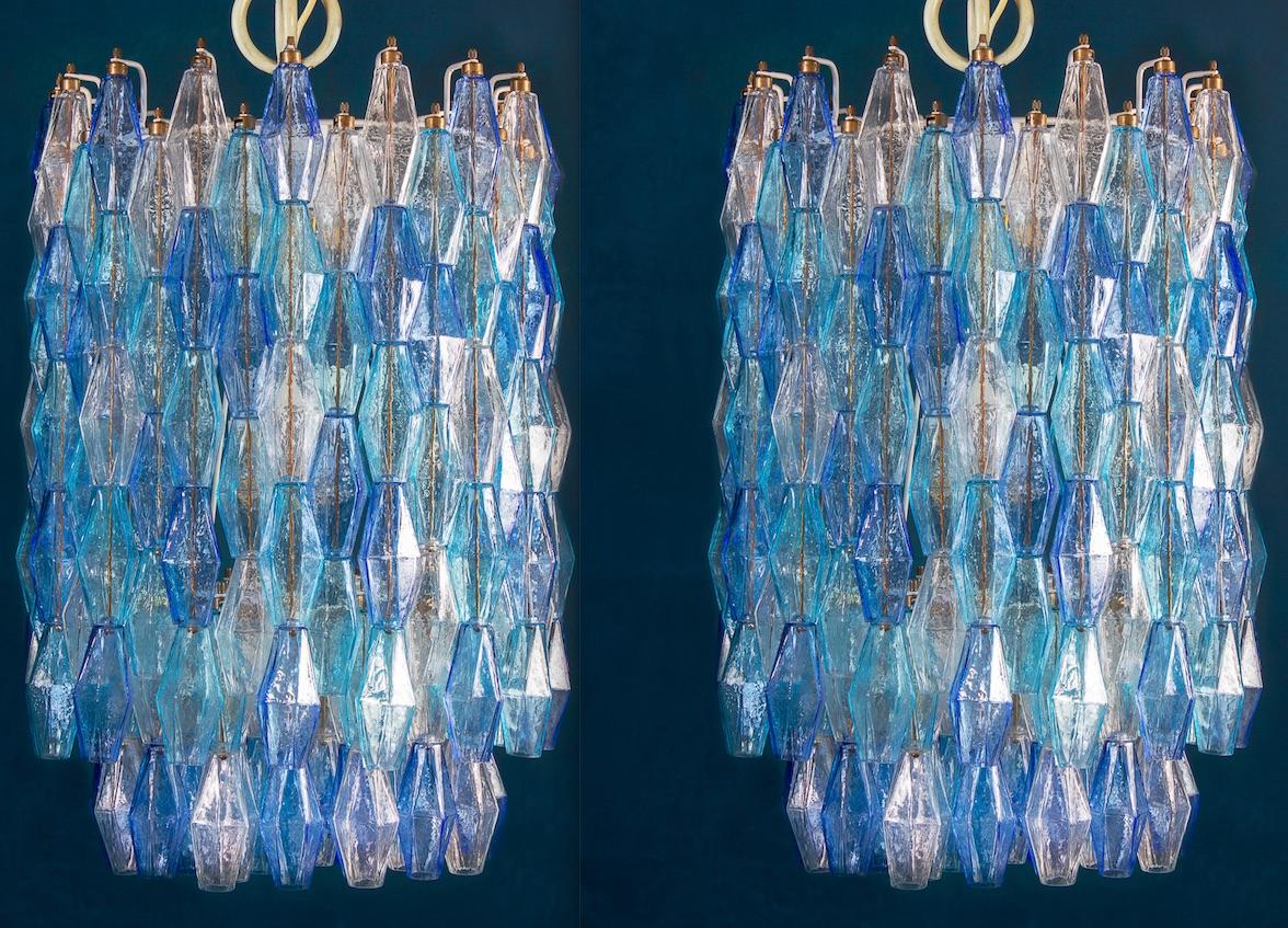 Huge Murano Glass Sapphire Colored Poliedri Chandelier Style C. Scarpa For Sale 10