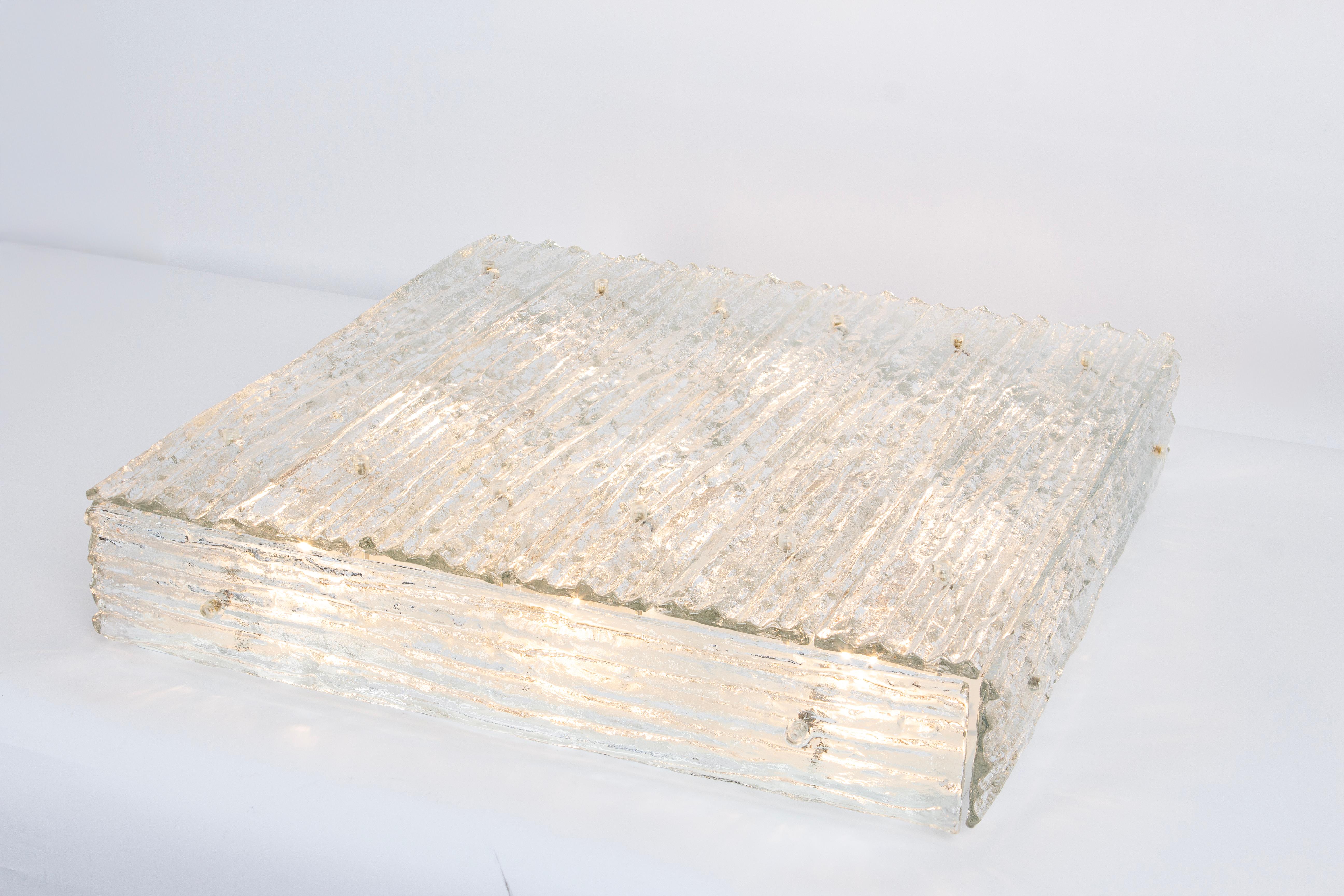 1 of 3 Huge Murano Glass Square Flush Mount by Kalmar, Austria, 1960s For Sale 3