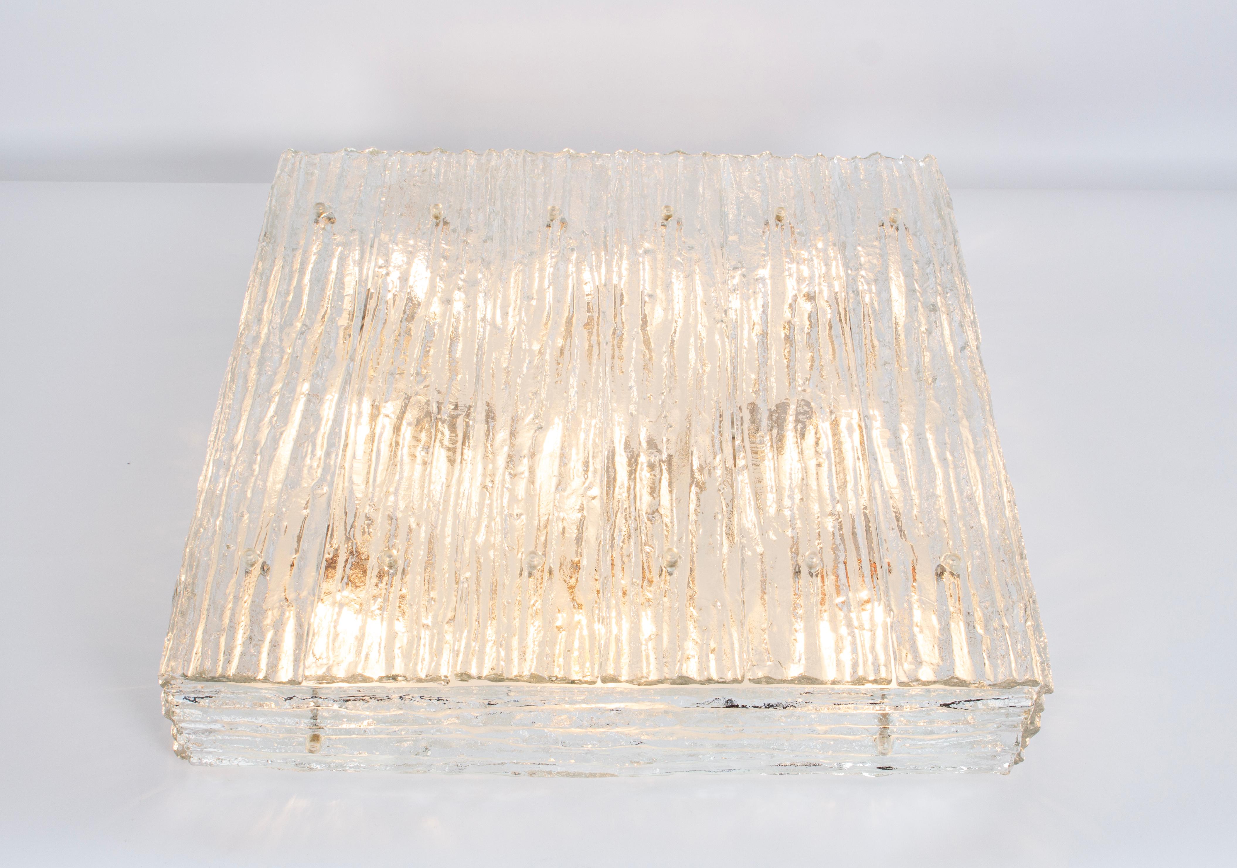 1 of 3 Huge Murano Glass Square Flush Mount by Kalmar, Austria, 1960s For Sale 5