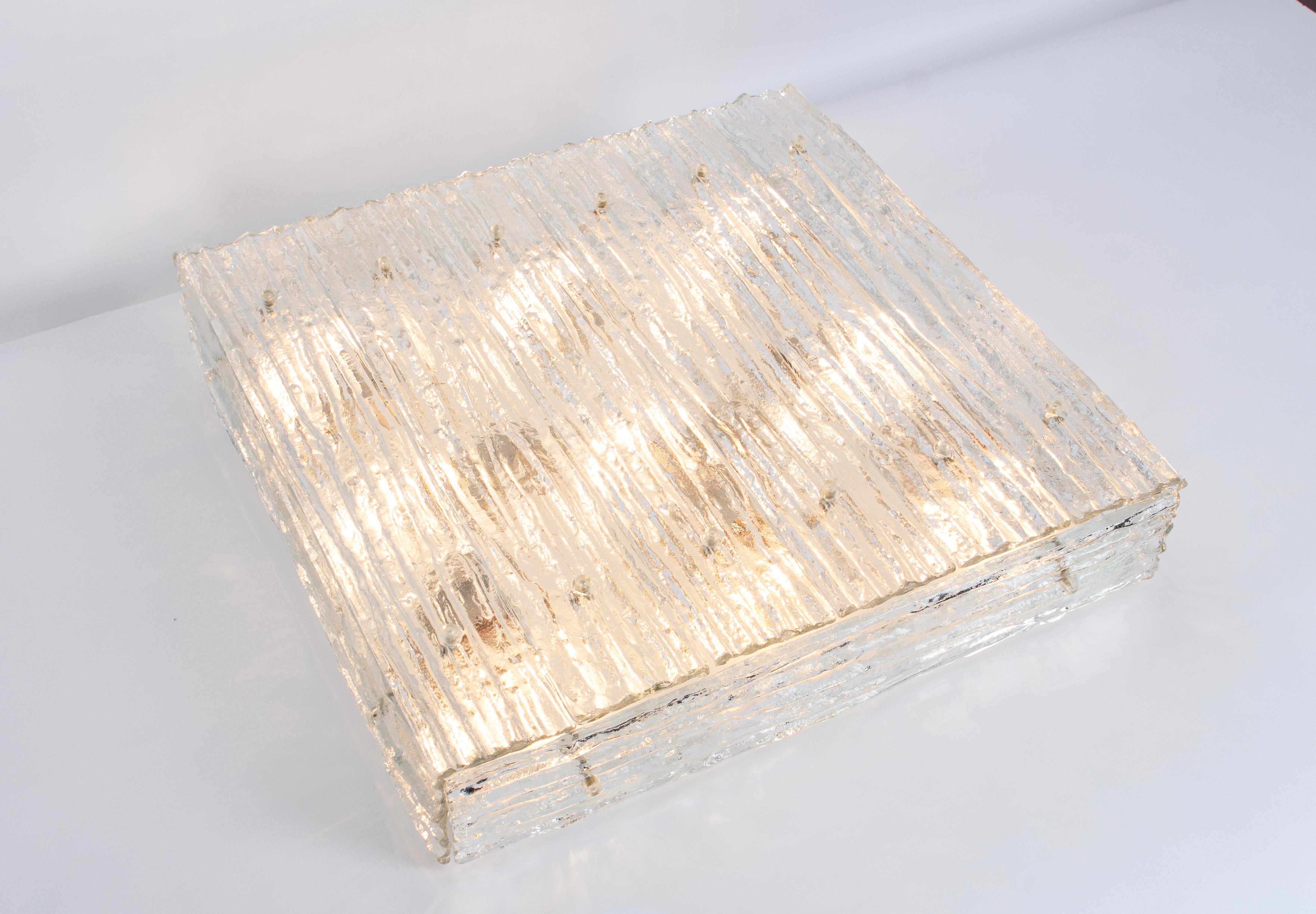 1 of 3 Huge Murano Glass Square Flush Mount by Kalmar, Austria, 1960s For Sale 6