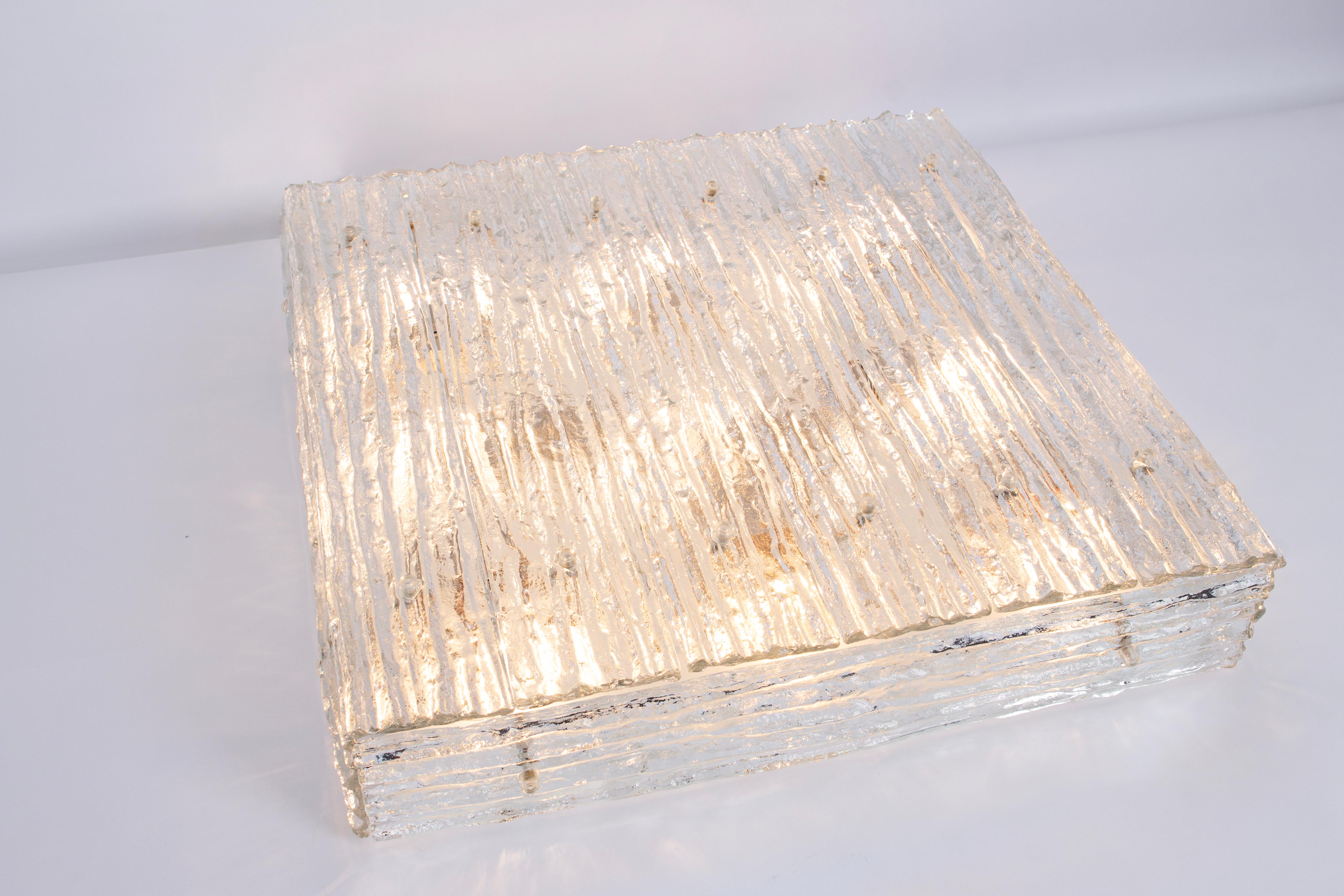 1 of 3 Huge Murano Glass Square Flush Mount by Kalmar, Austria, 1960s For Sale 7