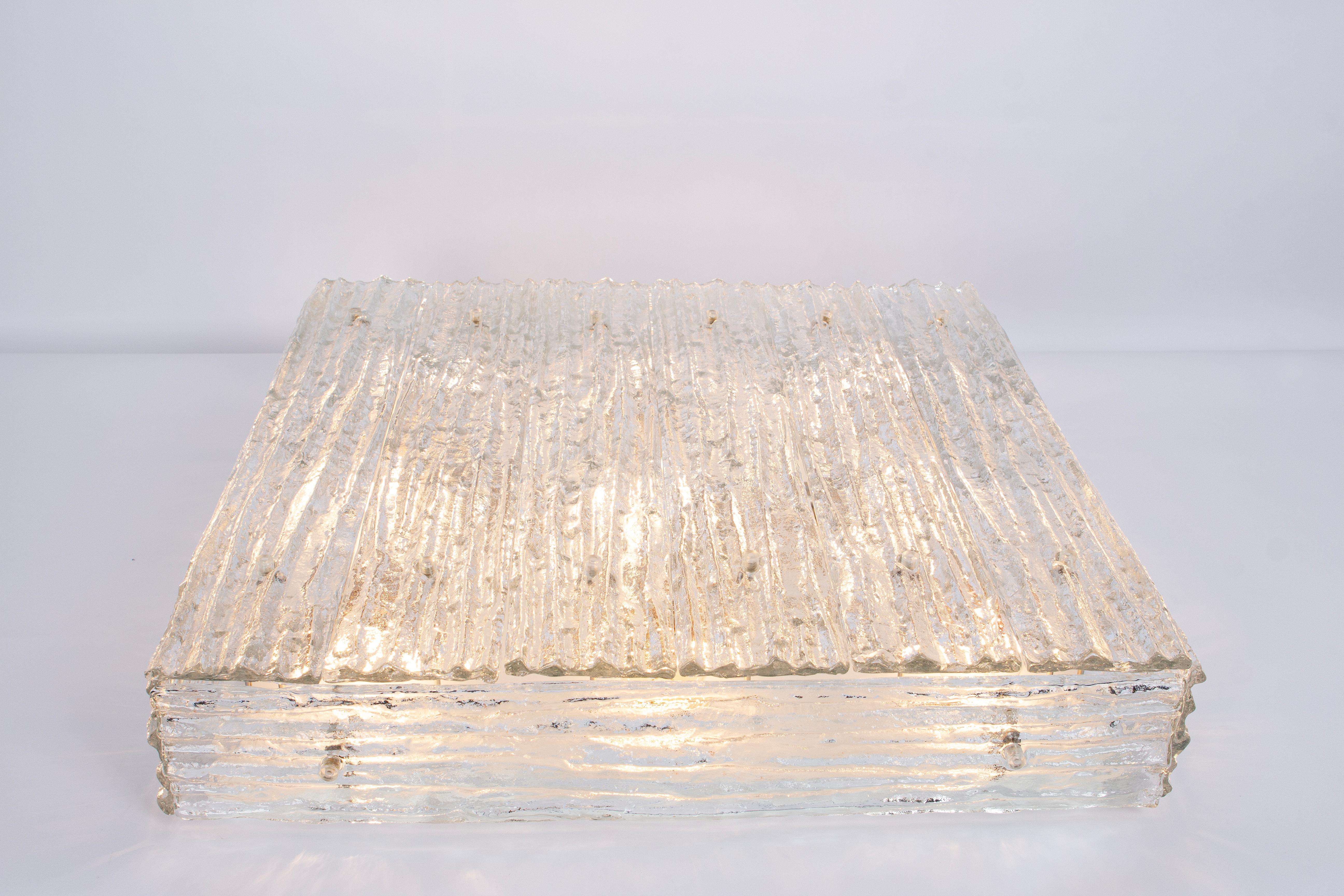 1 of 3 Huge Murano Glass Square Flush Mount by Kalmar, Austria, 1960s For Sale 8