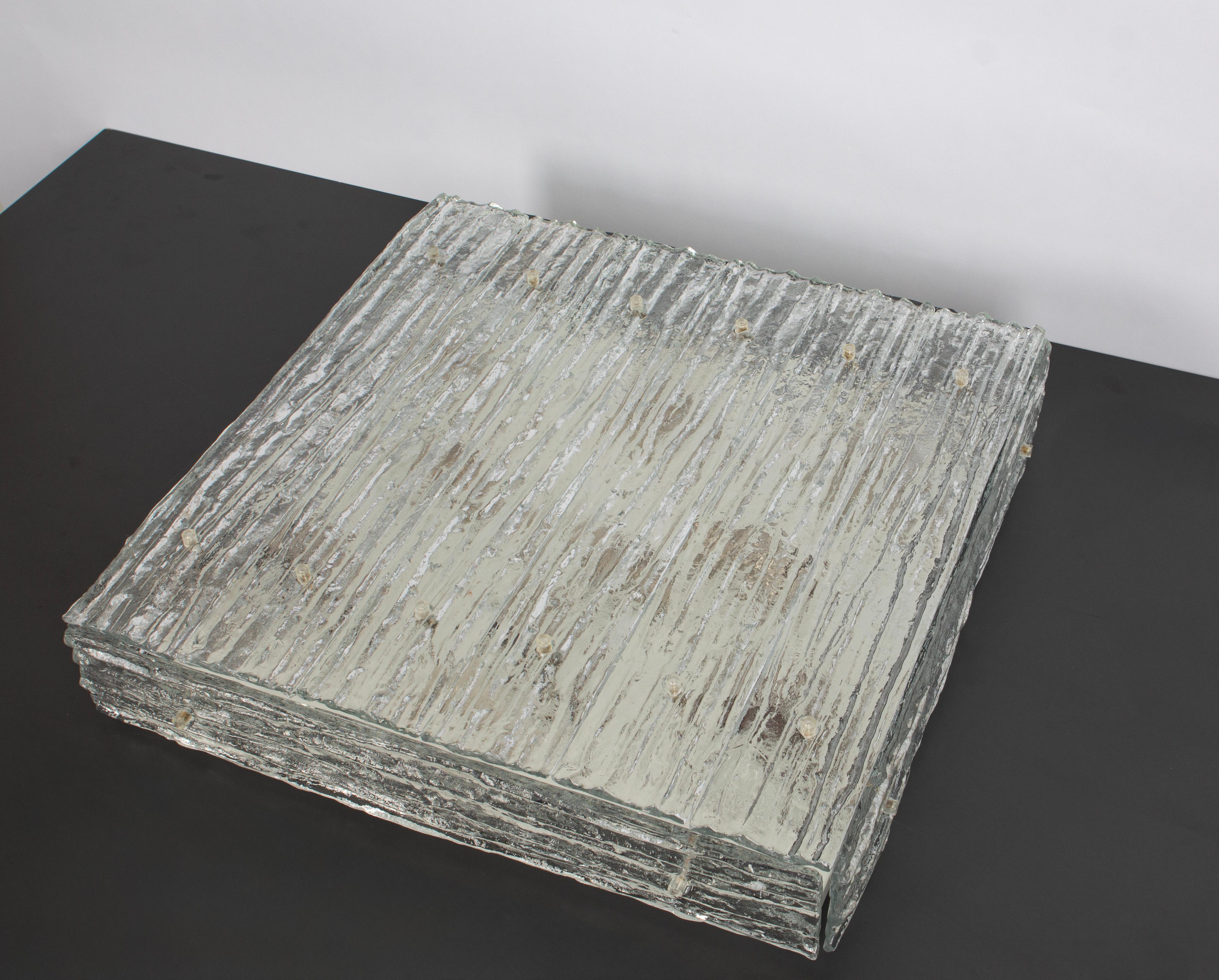 Mid-20th Century 1 of 3 Huge Murano Glass Square Flush Mount by Kalmar, Austria, 1960s For Sale