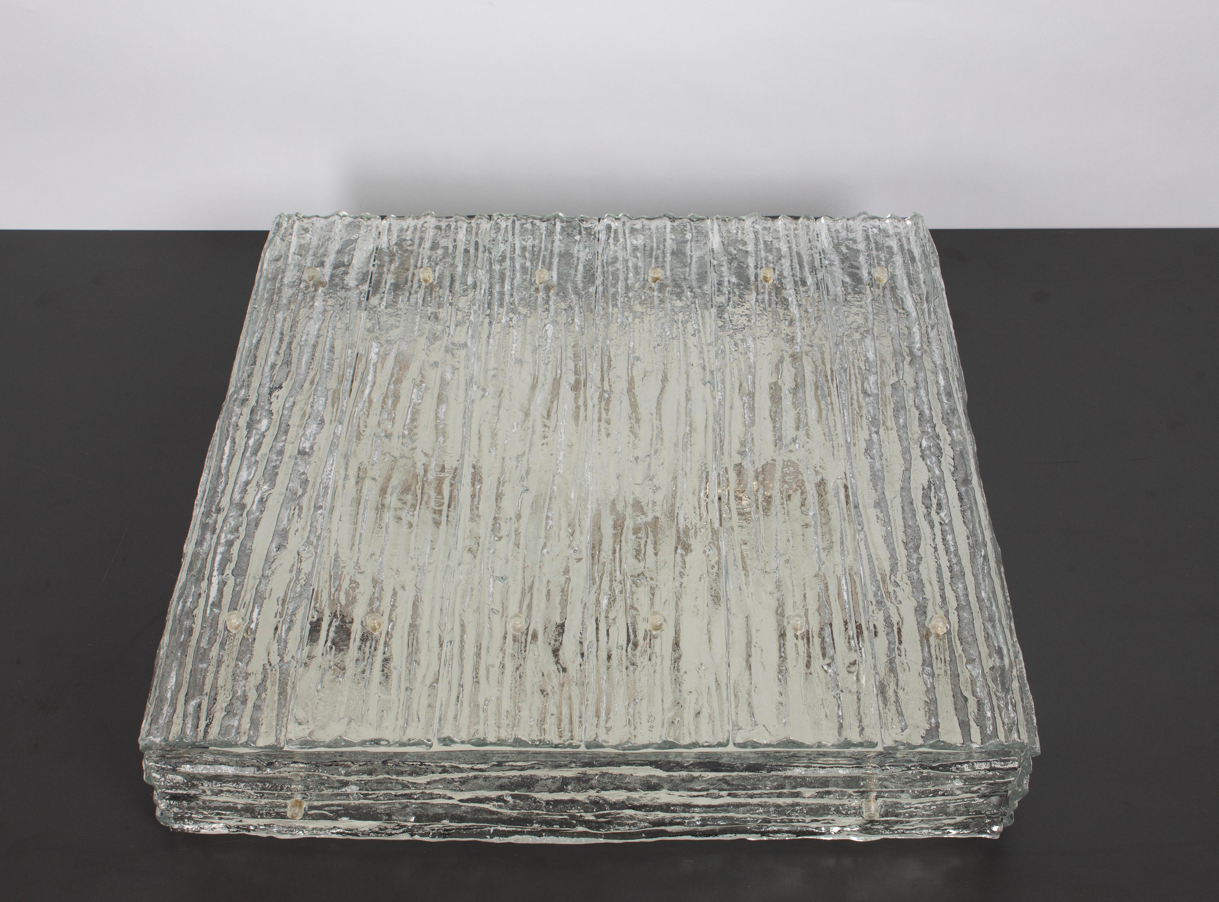 Metal 1 of 3 Huge Murano Glass Square Flush Mount by Kalmar, Austria, 1960s For Sale