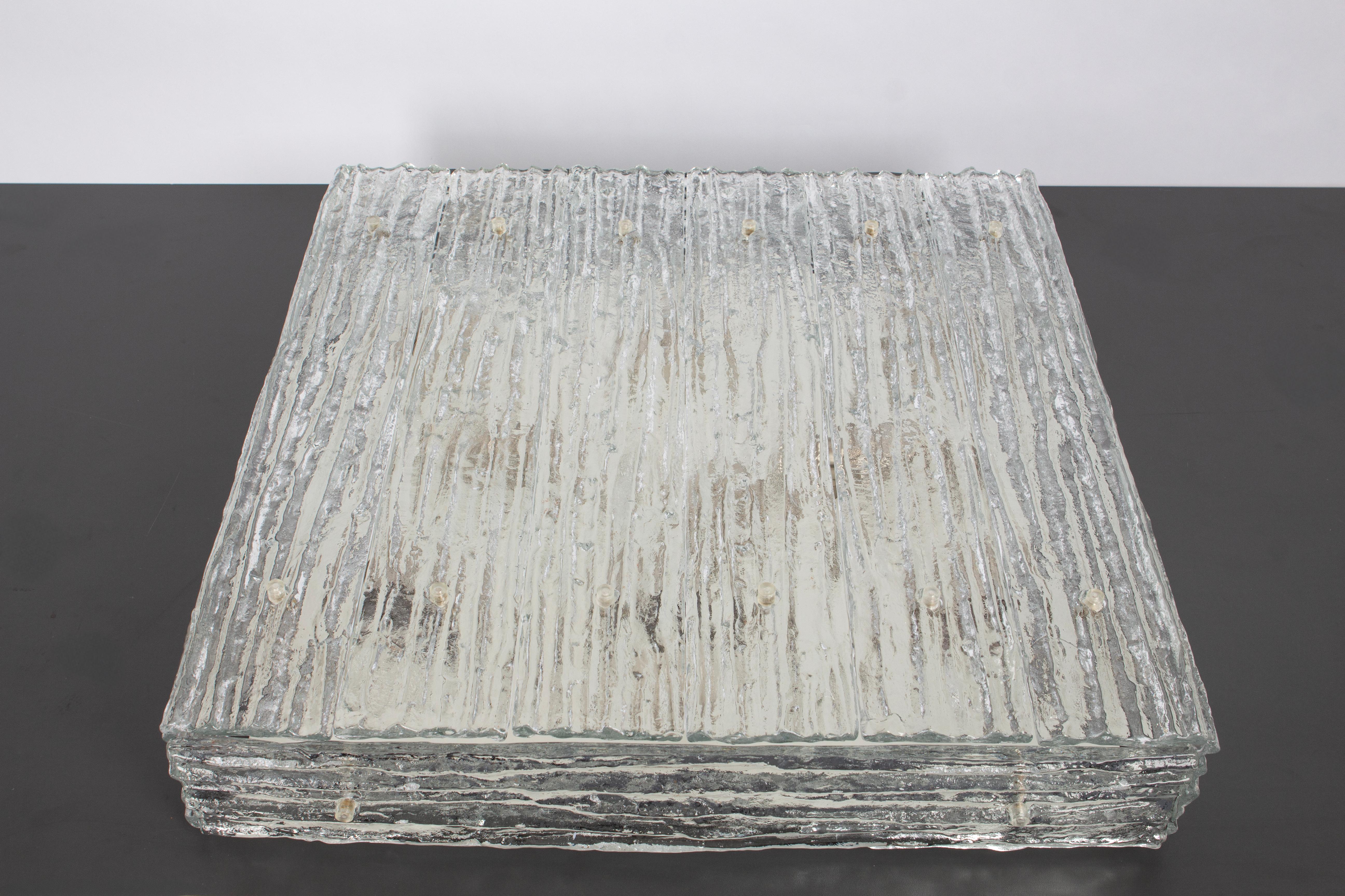 1 of 3 Huge Murano Glass Square Flush Mount by Kalmar, Austria, 1960s For Sale 1