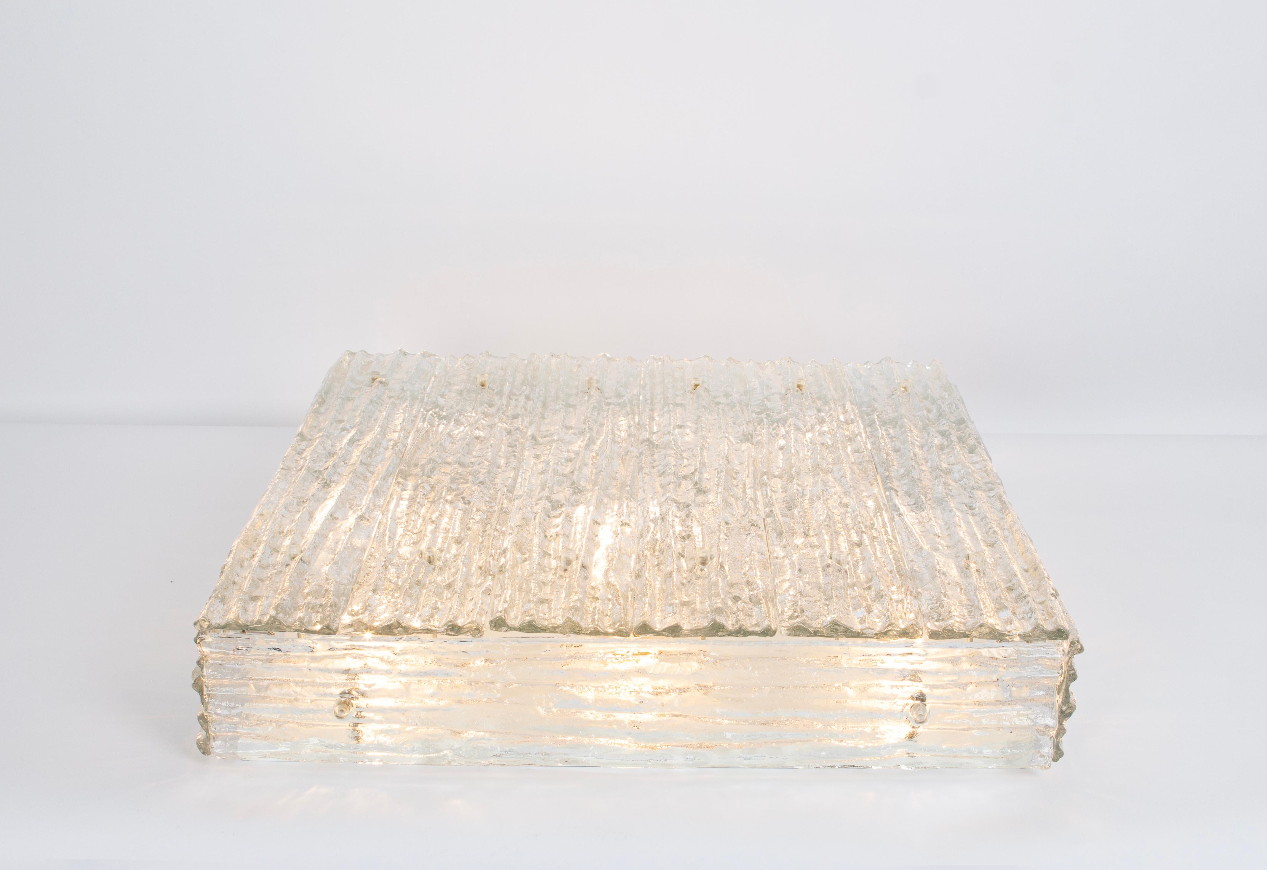 1 of 3 Huge Murano Glass Square Flush Mount by Kalmar, Austria, 1960s For Sale 2