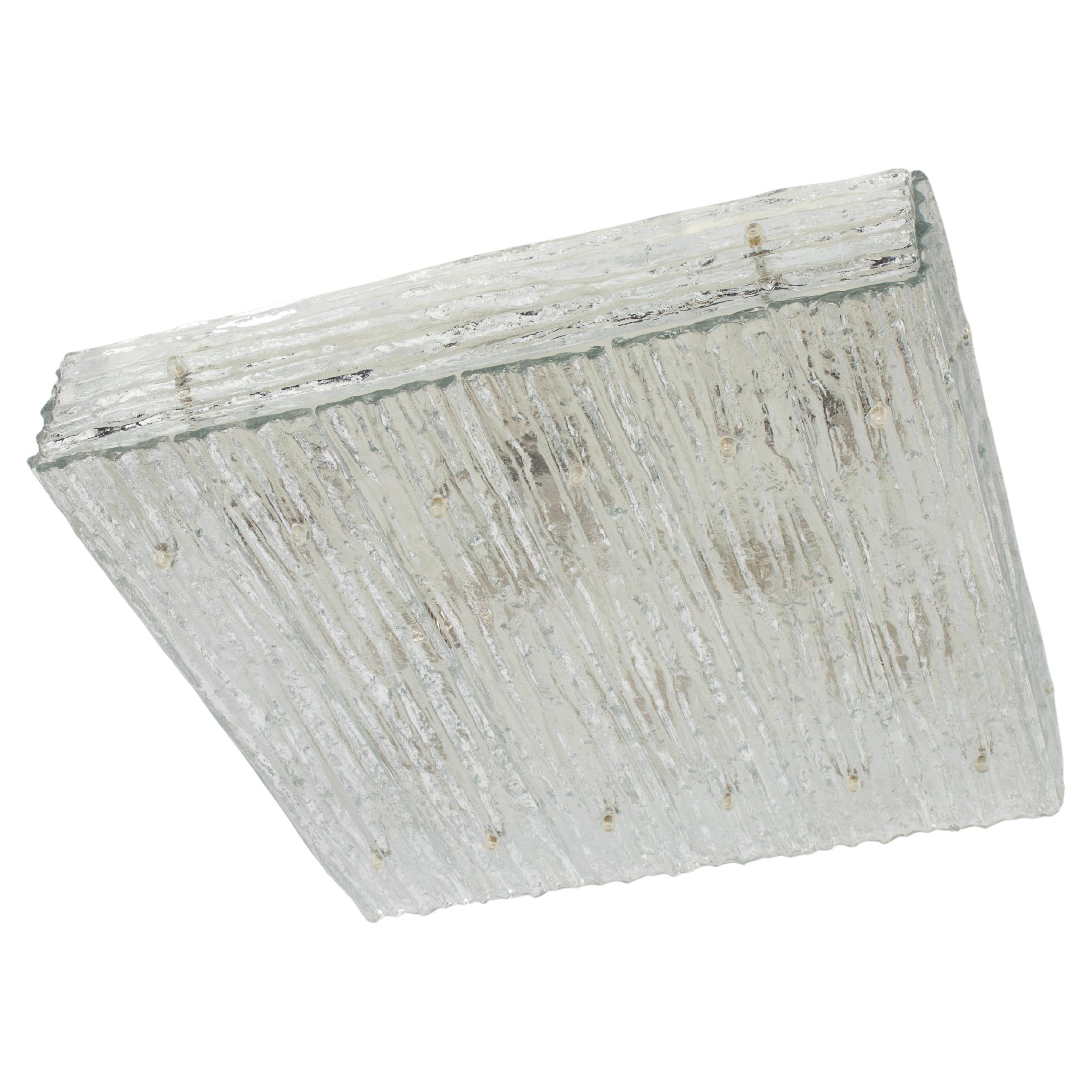 1 of 3 Huge Murano Glass Square Flush Mount by Kalmar, Austria, 1960s For Sale
