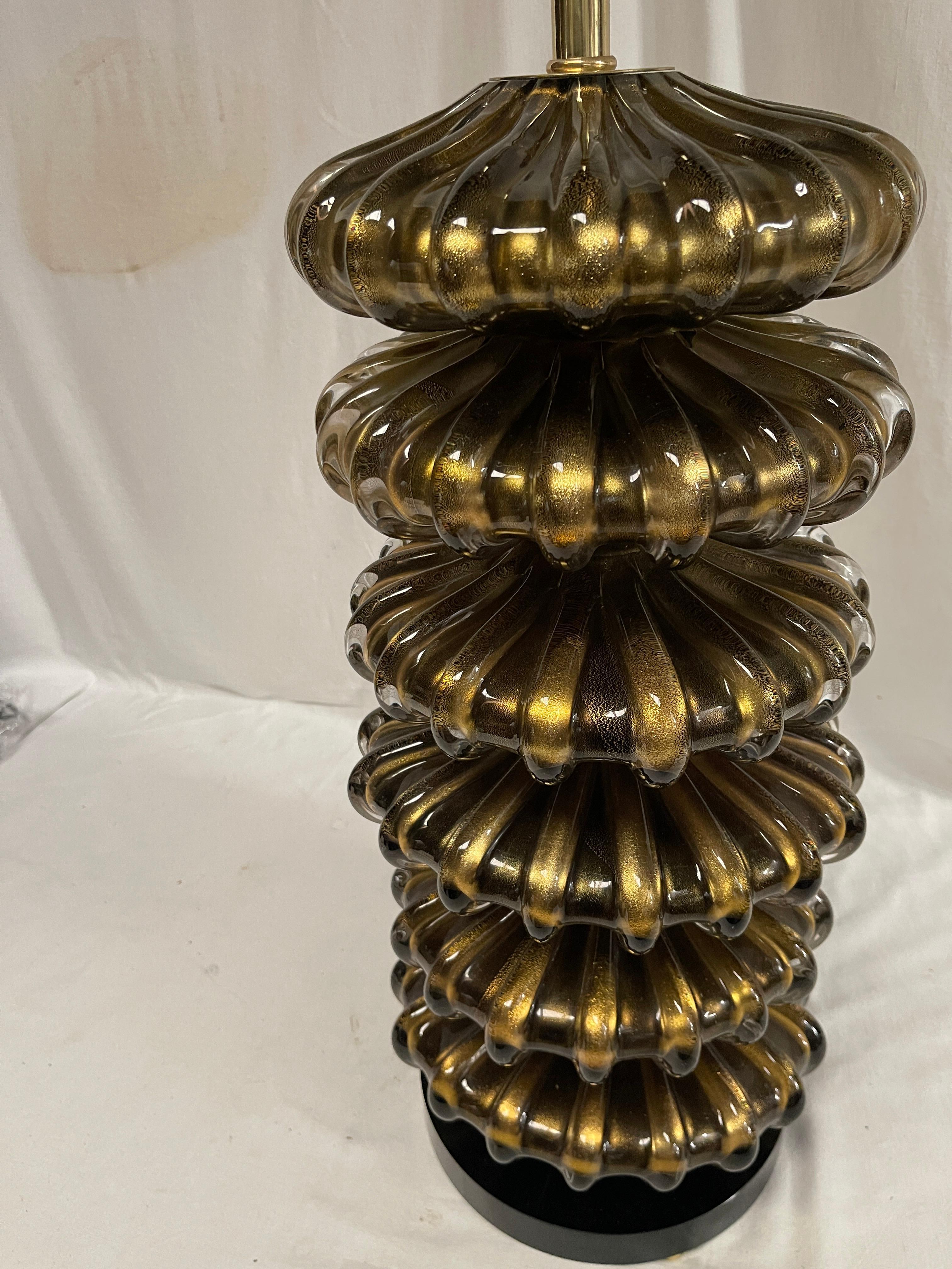 Huge Murano glass table lamp attributed to Veronèse For Sale 4