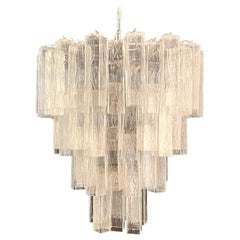 Huge Murano Glass Tiered Chandelier - 80 glasses - transparent square glass tube