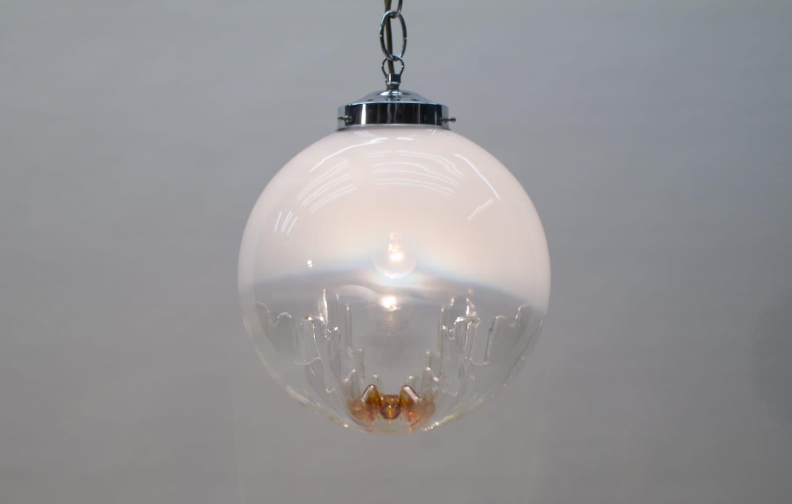 Italian Huge Murano Mazzega Glass Globe Ceiling Lamp, 1960s, Italy
