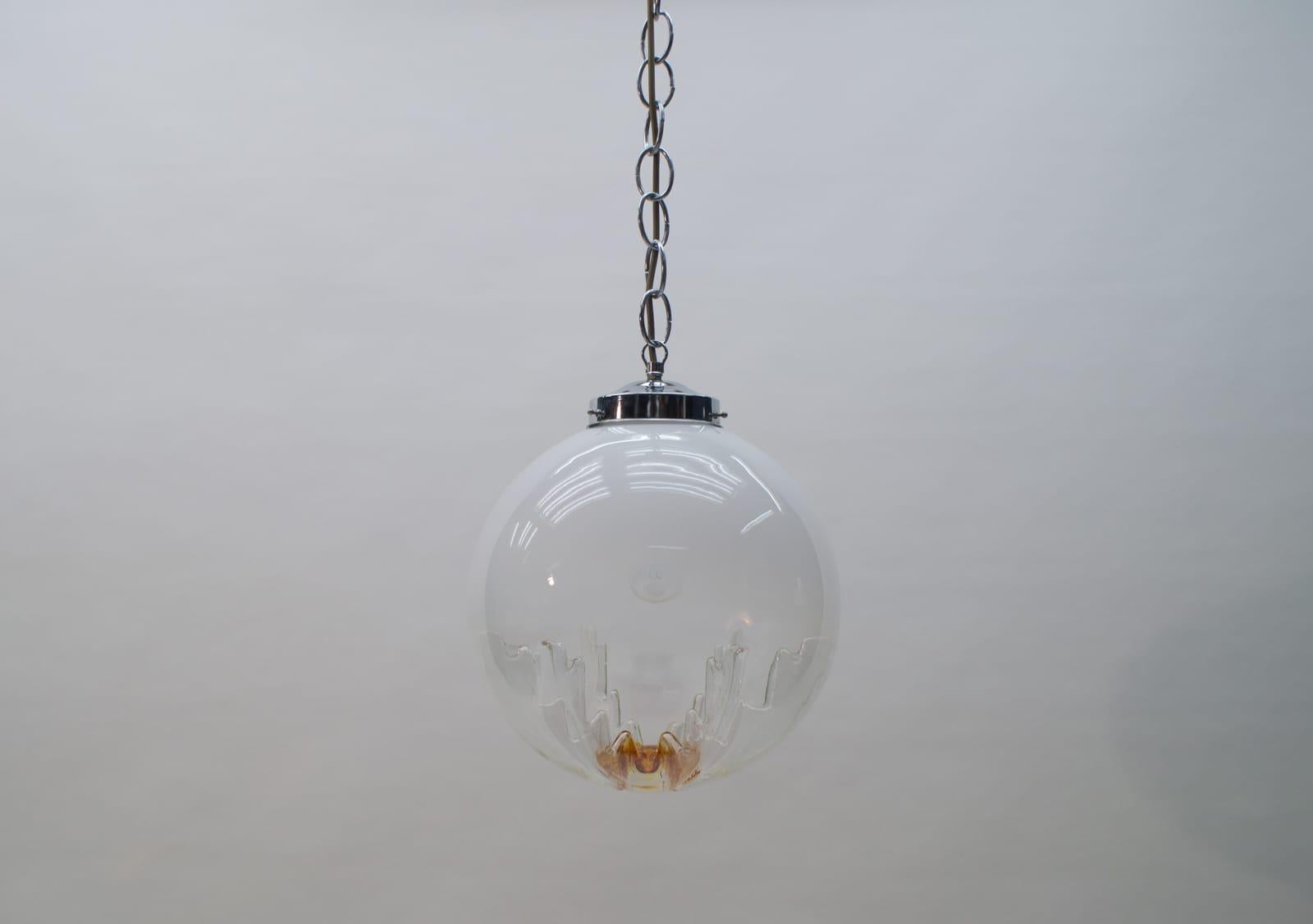 Huge Murano Mazzega Glass Globe Ceiling Lamp, 1960s, Italy In Good Condition In Nürnberg, Bayern