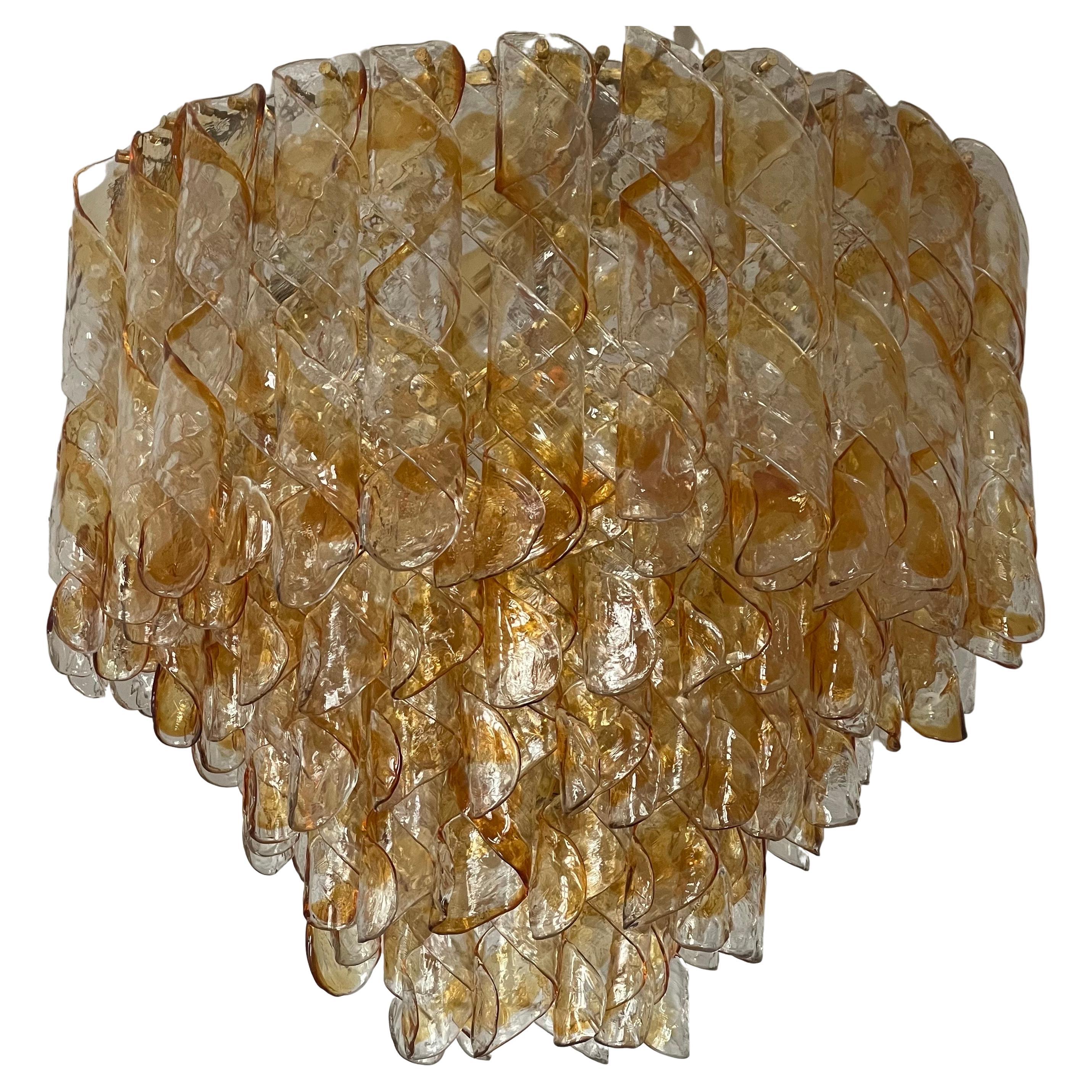 Enorme espiral de cristal ámbar de Murano  Araña de Kaiser, circa 1960s en venta