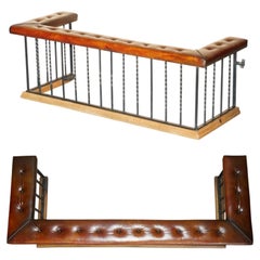 HUGE MUSEUM QUALITY ViCTORIAN WHISKEY BROWN LEATHER CHESTERFIELD CLUB FENDER