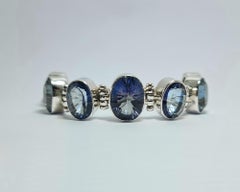 Huge Mystic Topaz .925 Sterling Silver Adjustable Bracelet