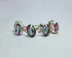 Huge Mystic Topaz .925 Sterling Silver Adjustable Bracelet