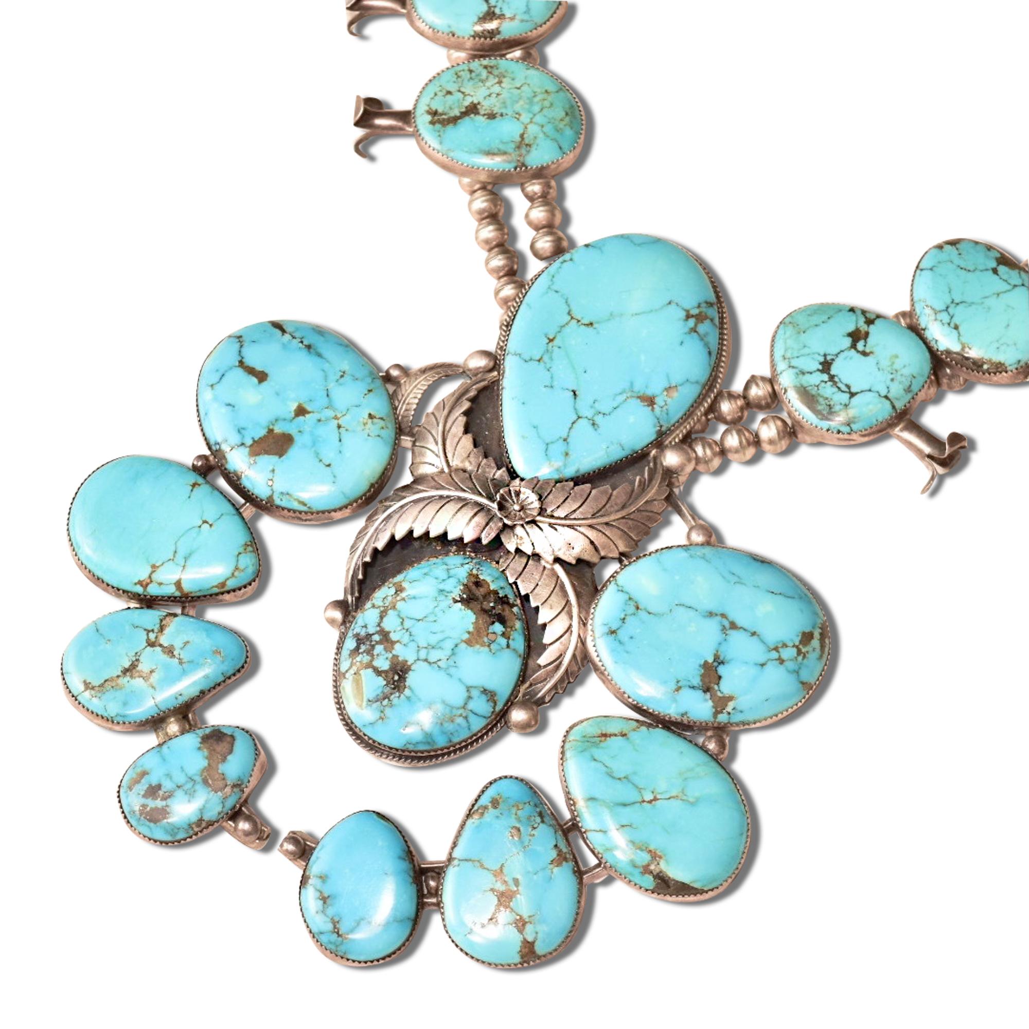 genuine turquoise squash blossom necklace