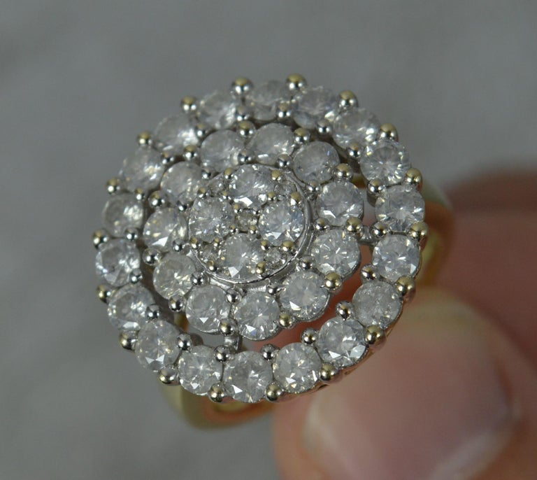 Huge Natural 3.00ct Diamond 9ct Gold Cluster Bling Ring For Sale 3