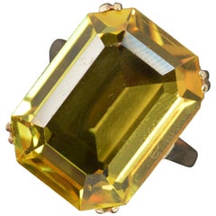 Huge Natural Citrine and 9 Carat Gold Statement Solitaire Ring