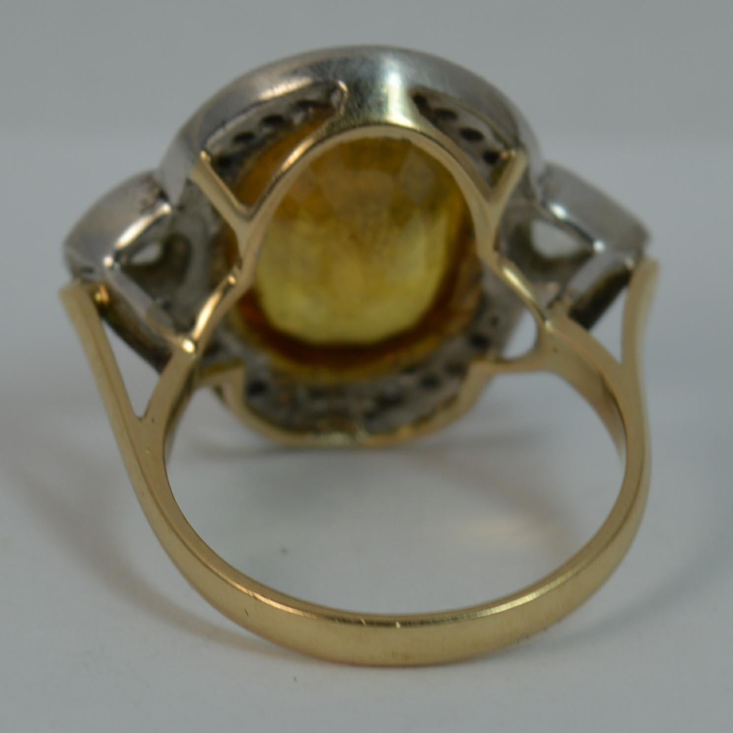 Huge Natural Orangish Yellow Sapphire and Diamond Cluster Ring 5