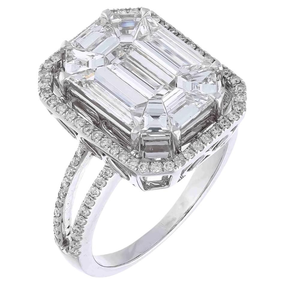 Huge natural pie cut diamond ring in 18k gold