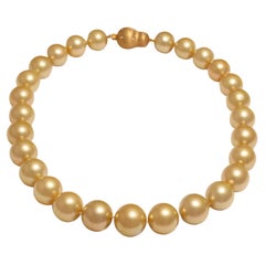 Grandes perles naturelles des mers du Sud de 13-16,8 mm, couleur or, 18 carats Serrure à diamant