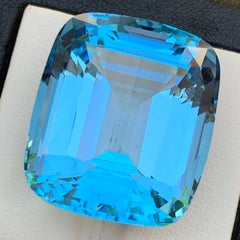 Huge Natural Swiss Blue Topaz Cushion Cut 85.37 Carat Loose Gemstone for Pendant