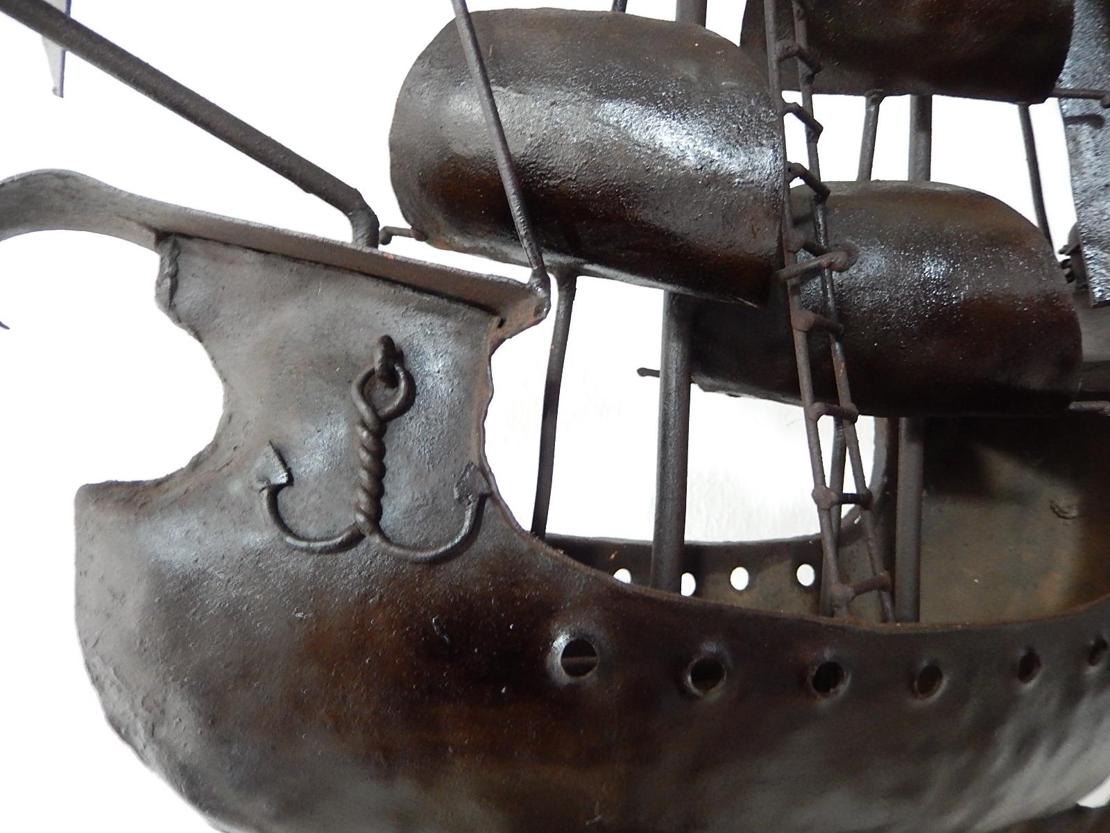 Huge Nautical Sailing Boat Ship Chandelier circa 1900 Wrought Iron 5