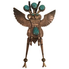 Huge Navajo Native American Turquoise and Silver Bolo Tie, circa 1960s