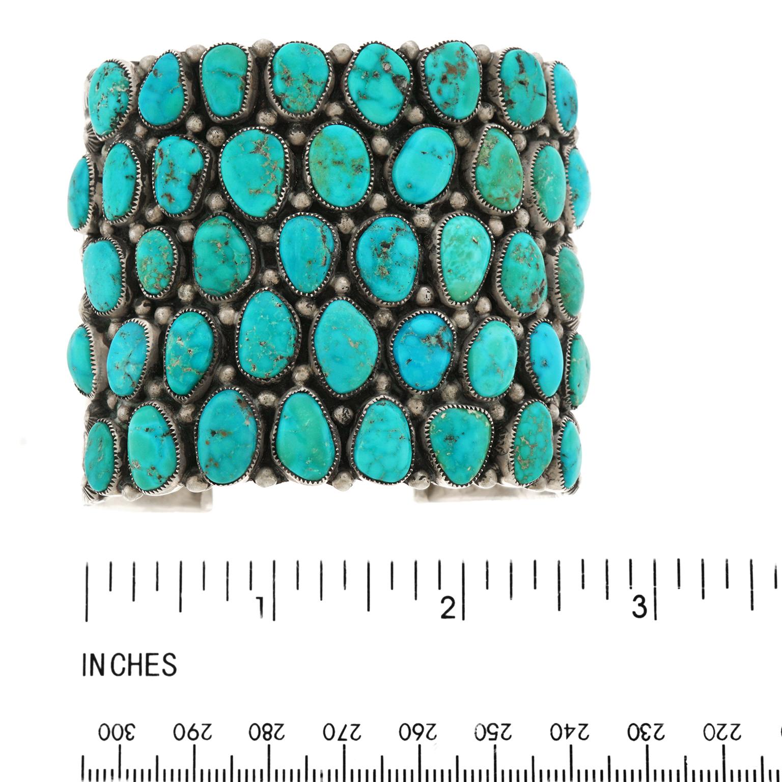Huge Navajo Turquoise-Set Sterling Bracelet 1