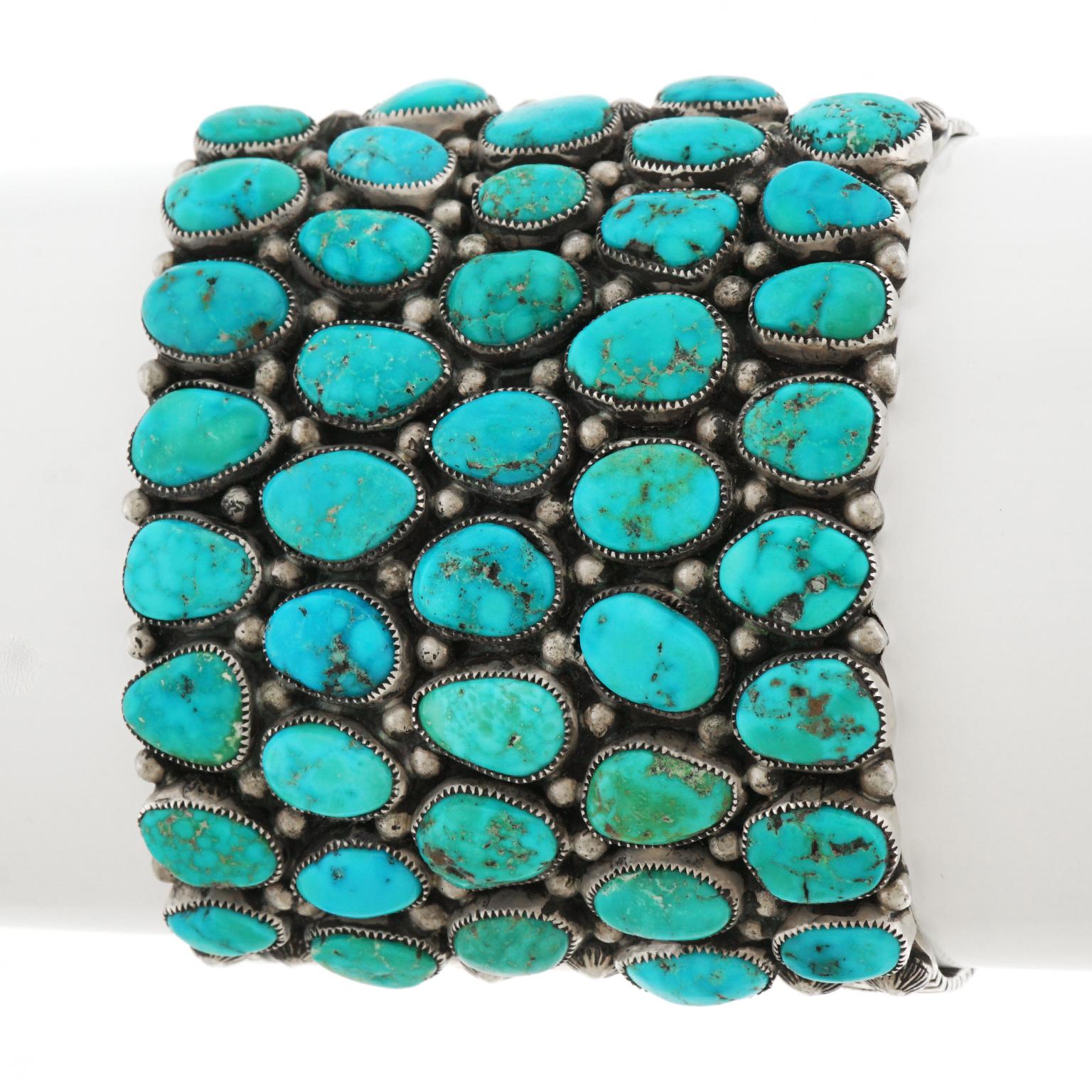 Huge Navajo Turquoise-Set Sterling Bracelet 3