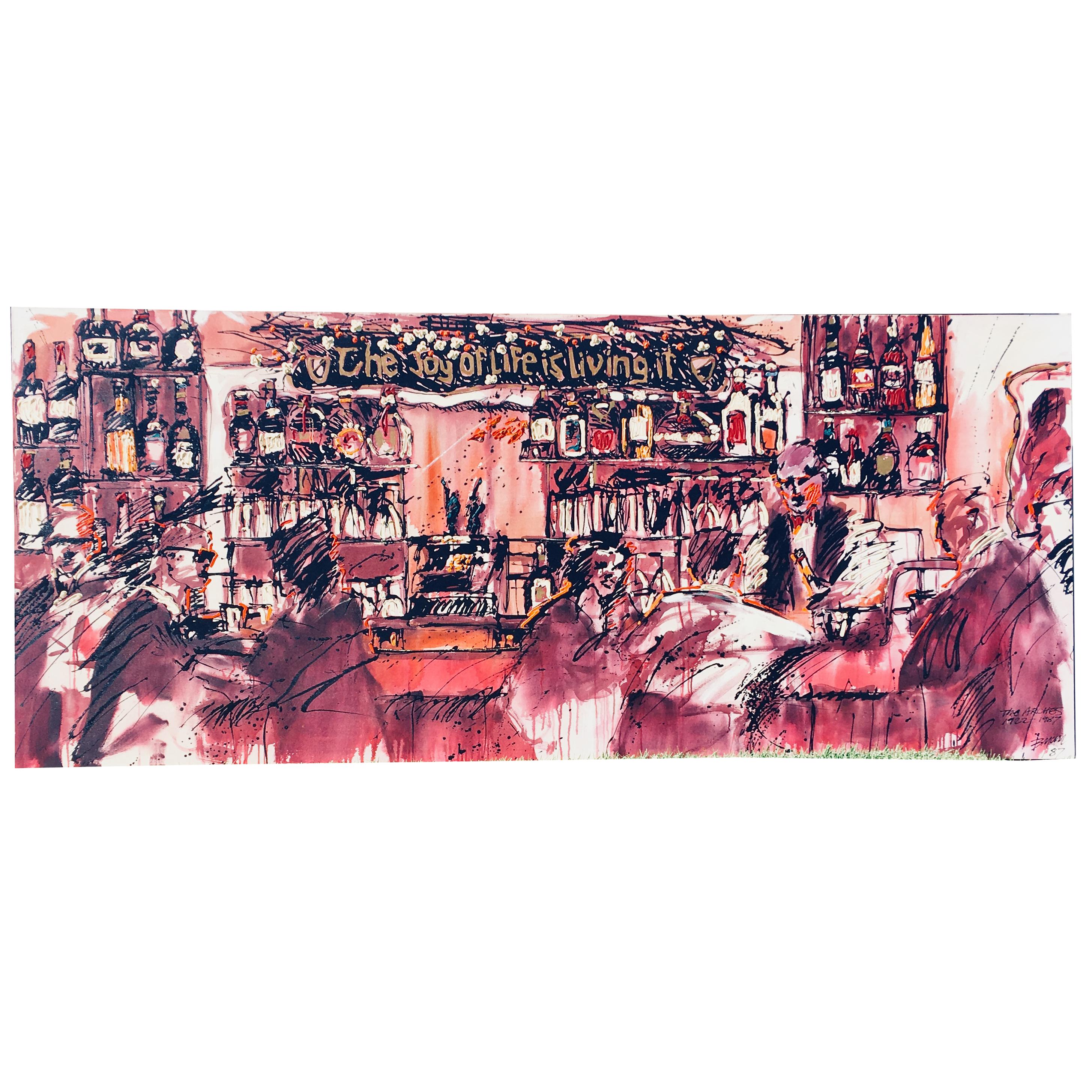Iconic Huge Newport Beach Bar Painting "The Arches 1922-1987" by Michael Bryan