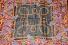 Huge Nina Ricci "Autumn Foliage" Wool Challis Shawl With Fringe Accent