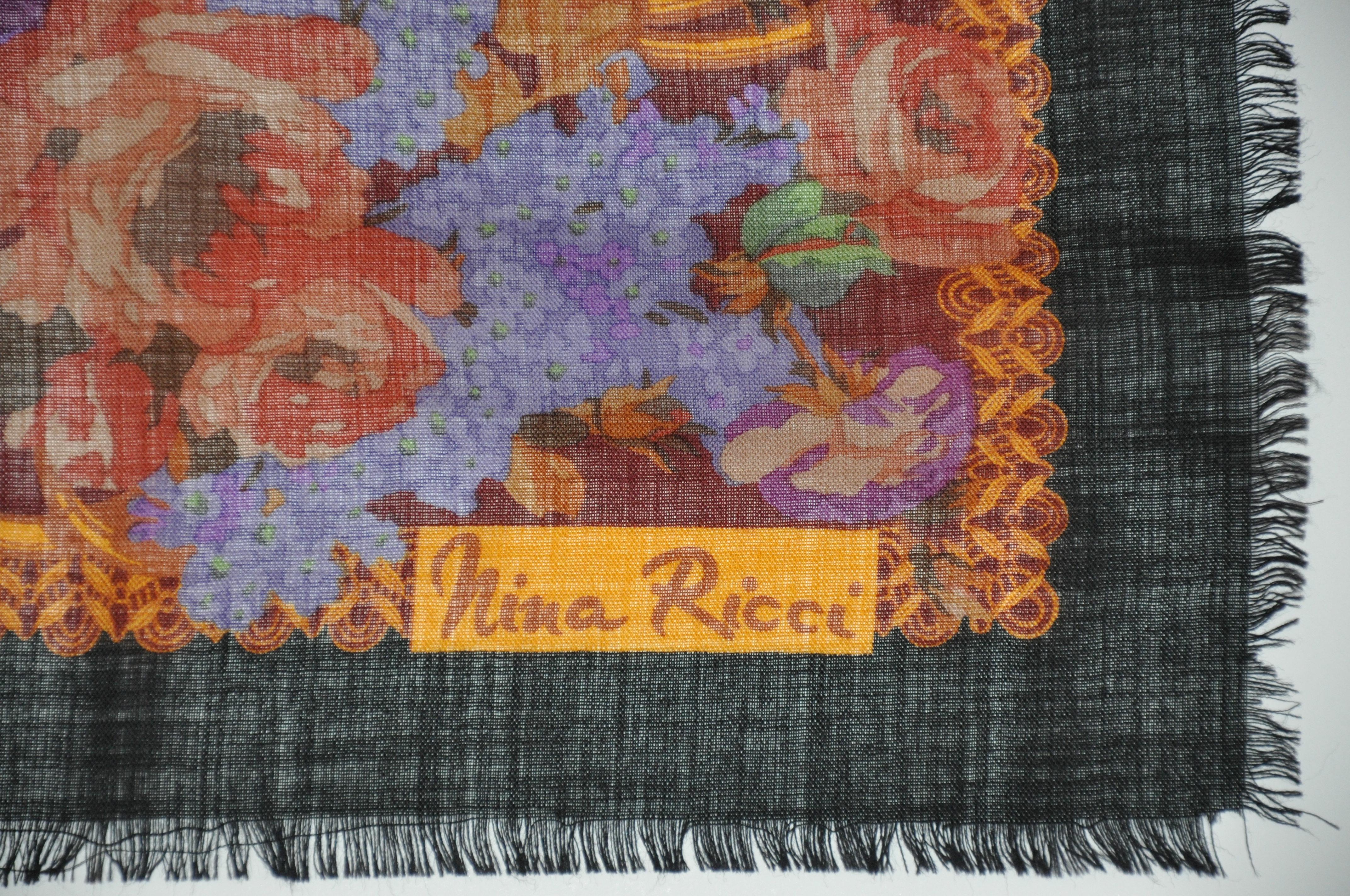 Nina Ricci - Superbe châle en laine challis « Autumn Foliage » avec franges et détails à franges Bon état - En vente à New York, NY