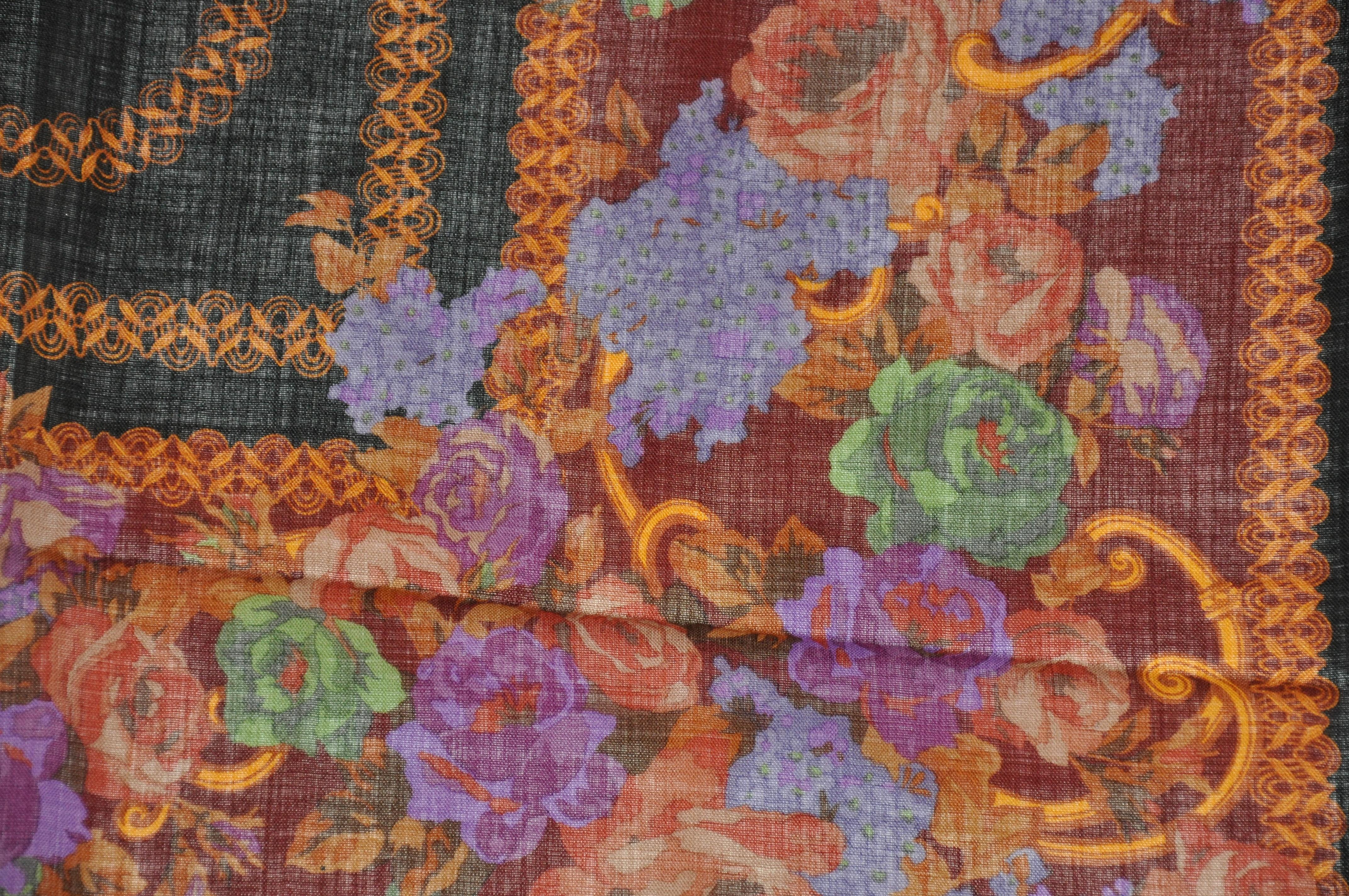 Nina Ricci - Superbe châle en laine challis « Autumn Foliage » avec franges et détails à franges en vente 3