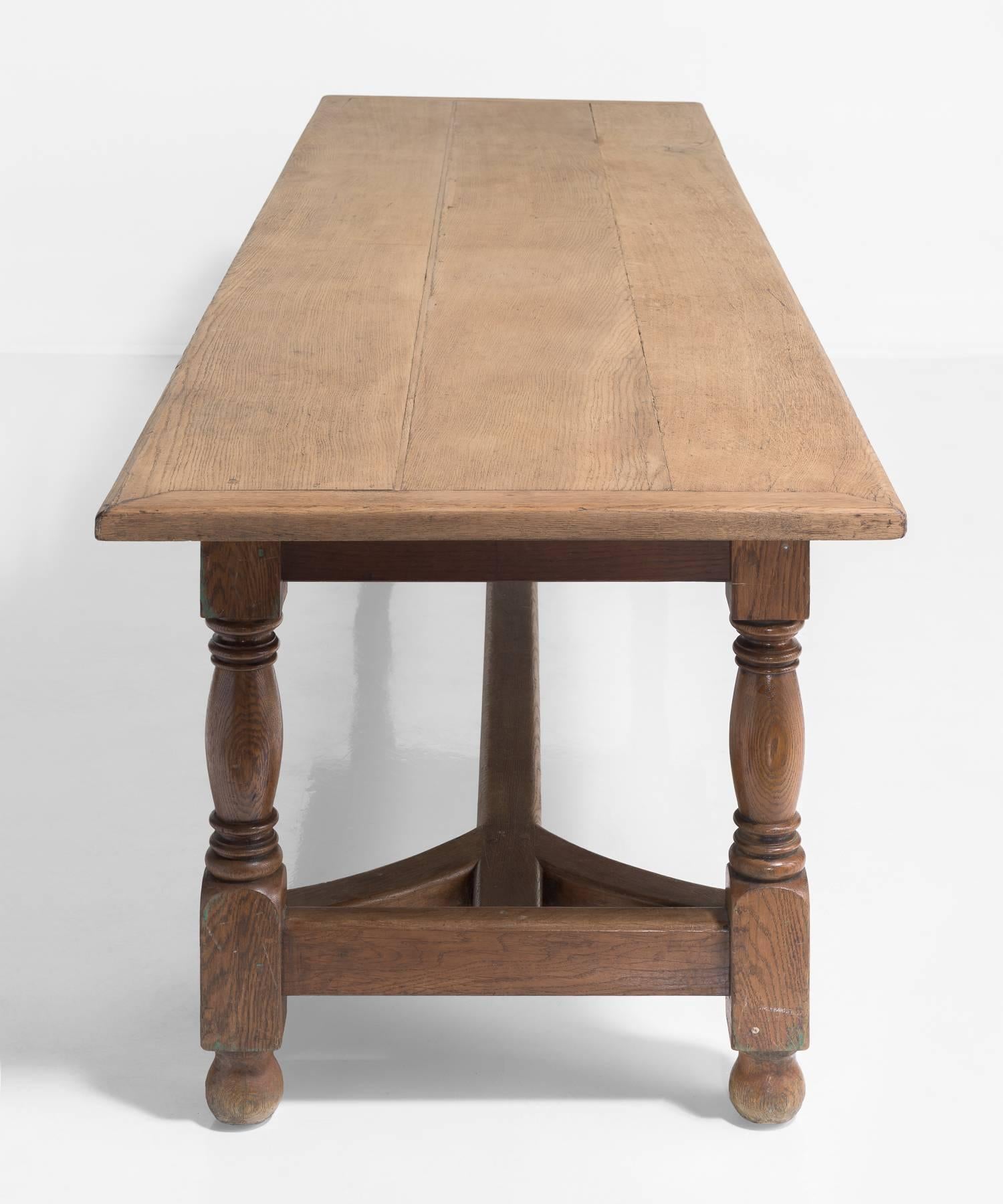 Huge Oak Dining Table, circa 1860 In Excellent Condition In Culver City, CA