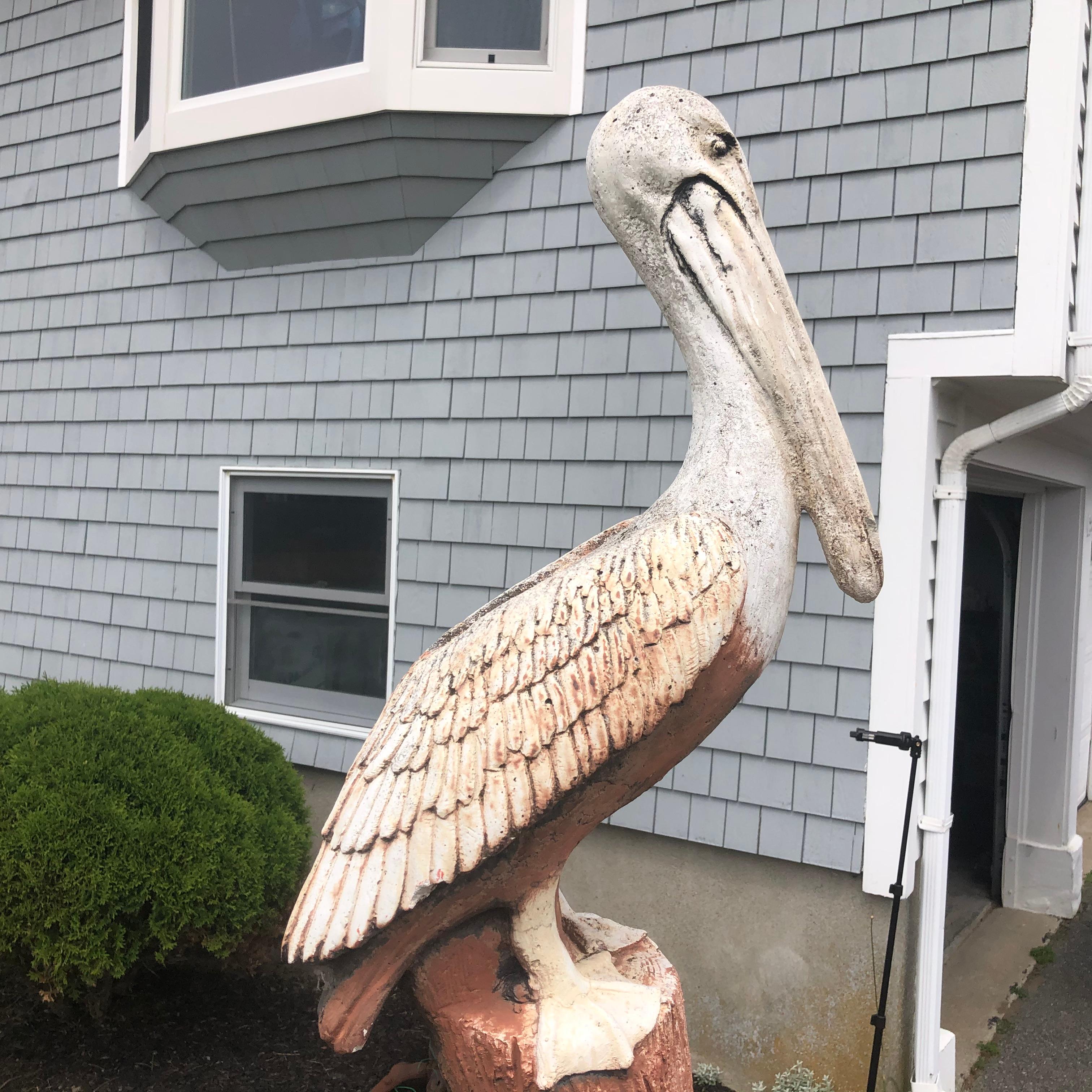 Hand-Painted Huge Ocean Garden Sea Bird Pelican