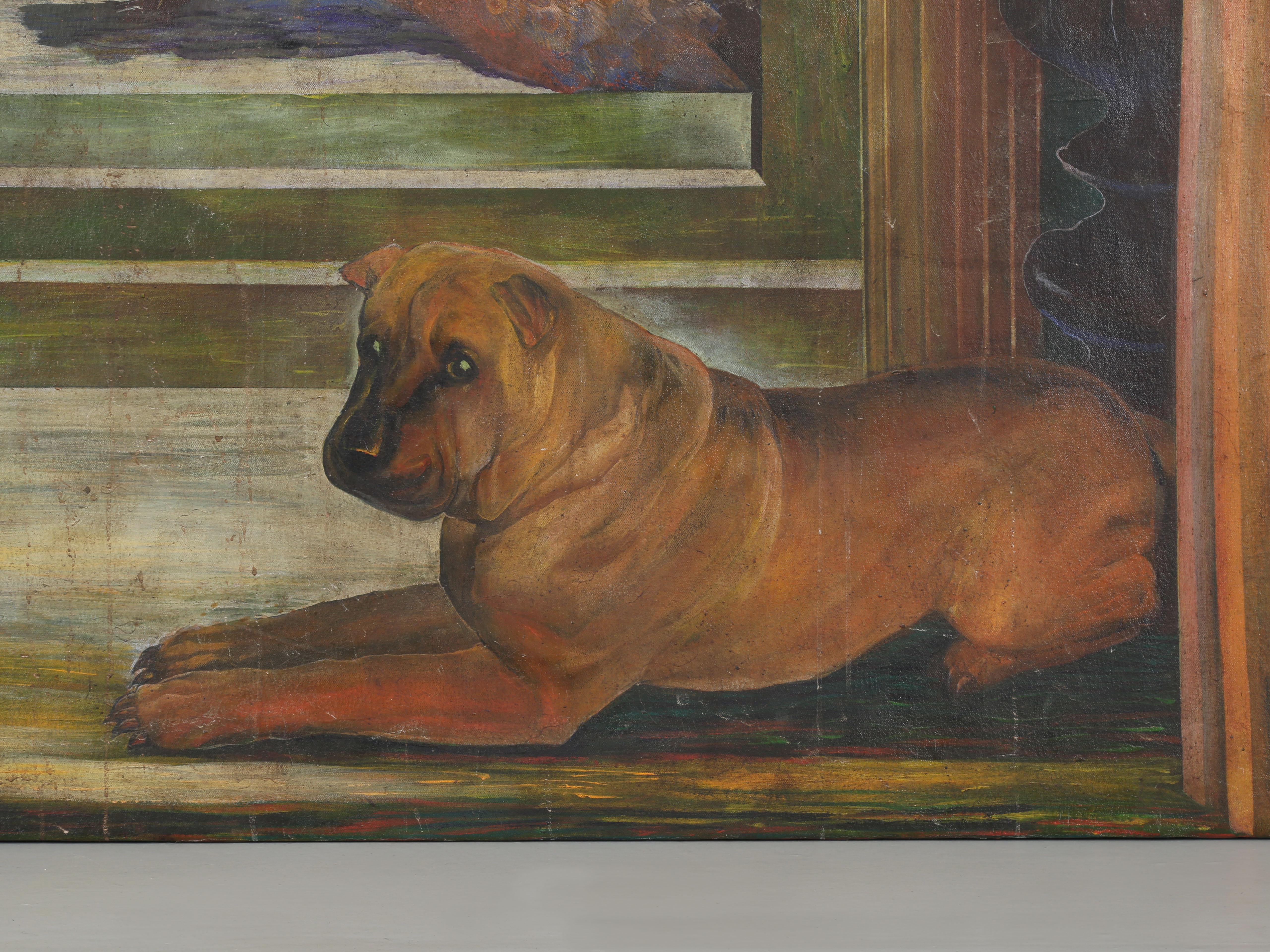 Huge Ölgemälde eines chinesischen Shar Pei in römischem Fassung,oughly 8 Fuß x 7 Fuß im Angebot 7