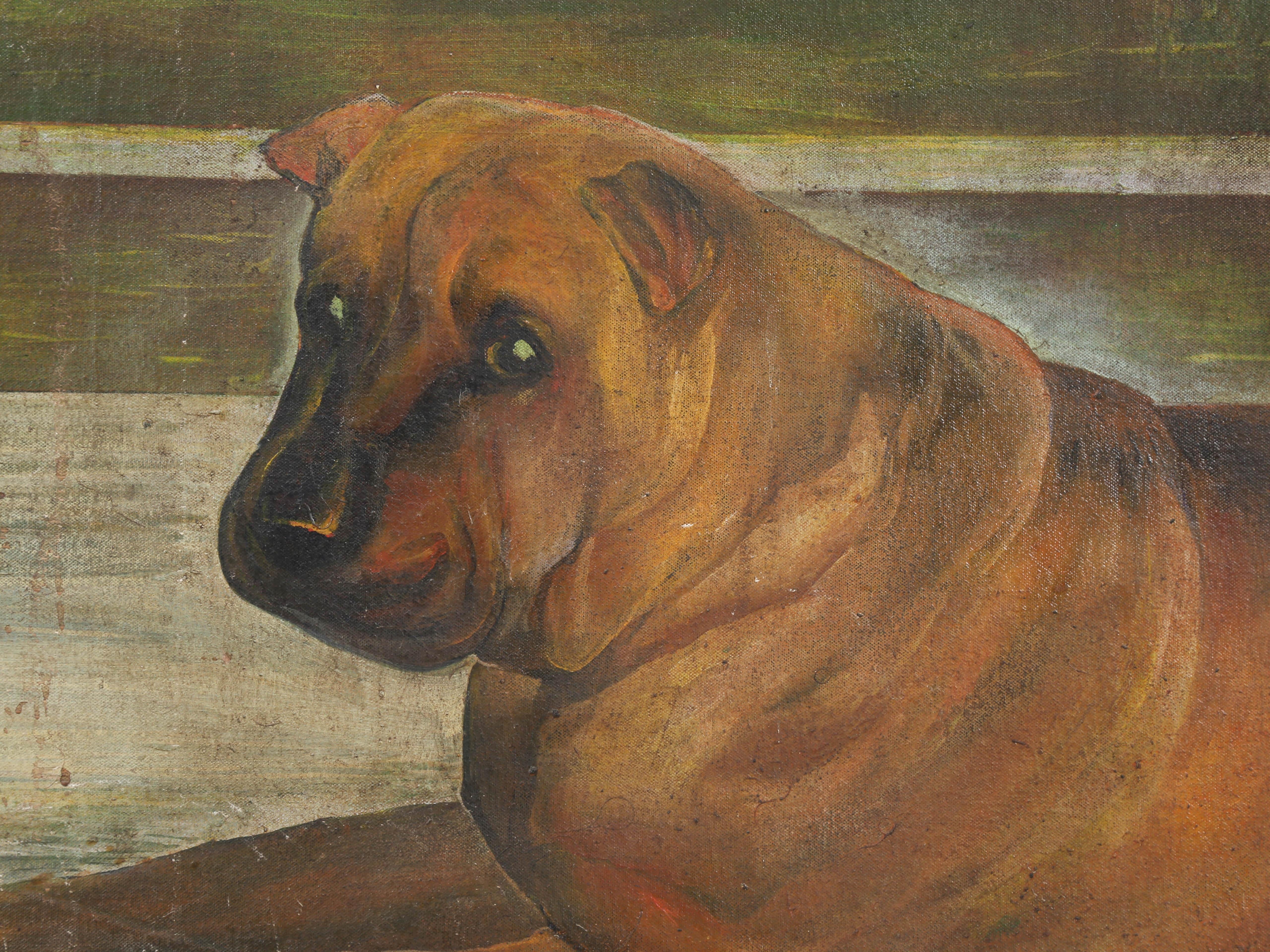 Huge Ölgemälde eines chinesischen Shar Pei in römischem Fassung,oughly 8 Fuß x 7 Fuß im Angebot 8