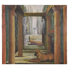 Huge Oil Painting of Chinese Shar Pei in Roman Setting Roughly 8 foot x 7 foot