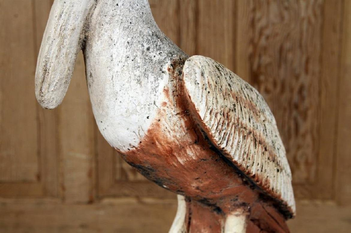 Japanese Huge Old Stone Pelican Sculpture