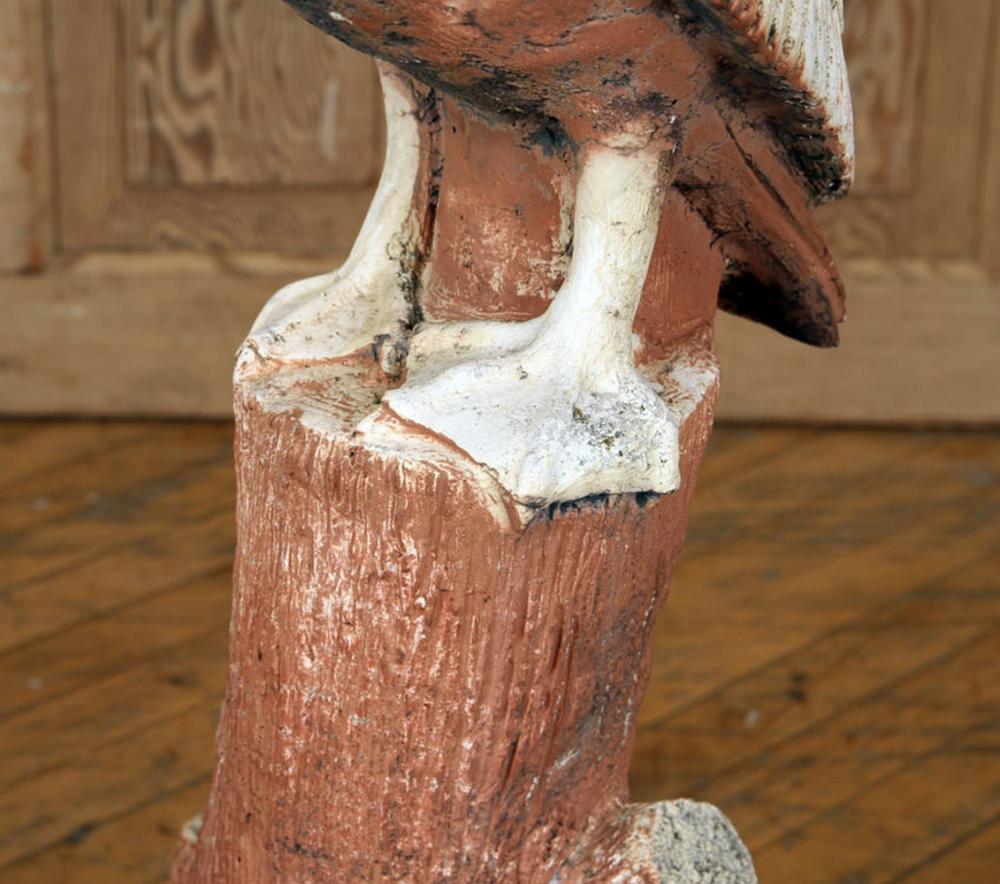 Hand-Painted Huge Old Stone Pelican Sculpture