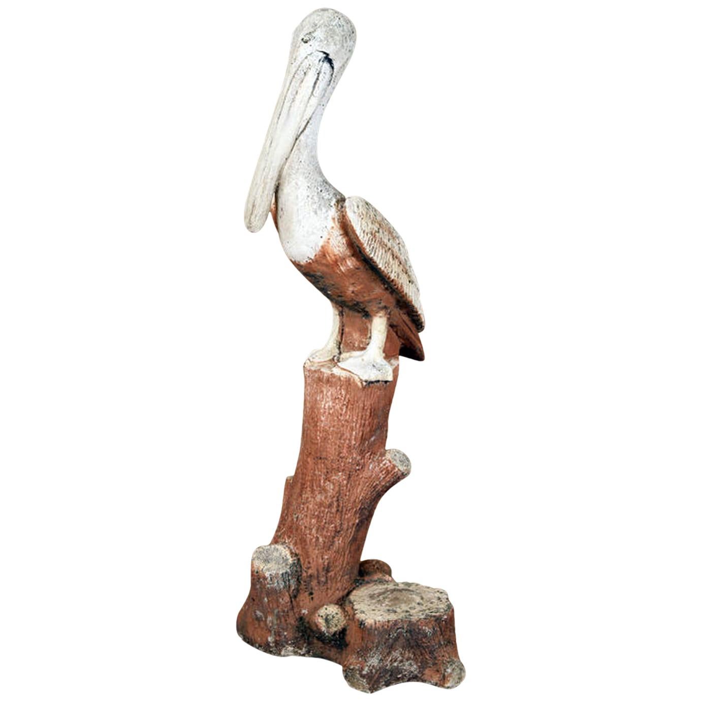 Huge Old Stone Pelican Sculpture