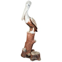 Huge Old Stone Pelican Sculpture