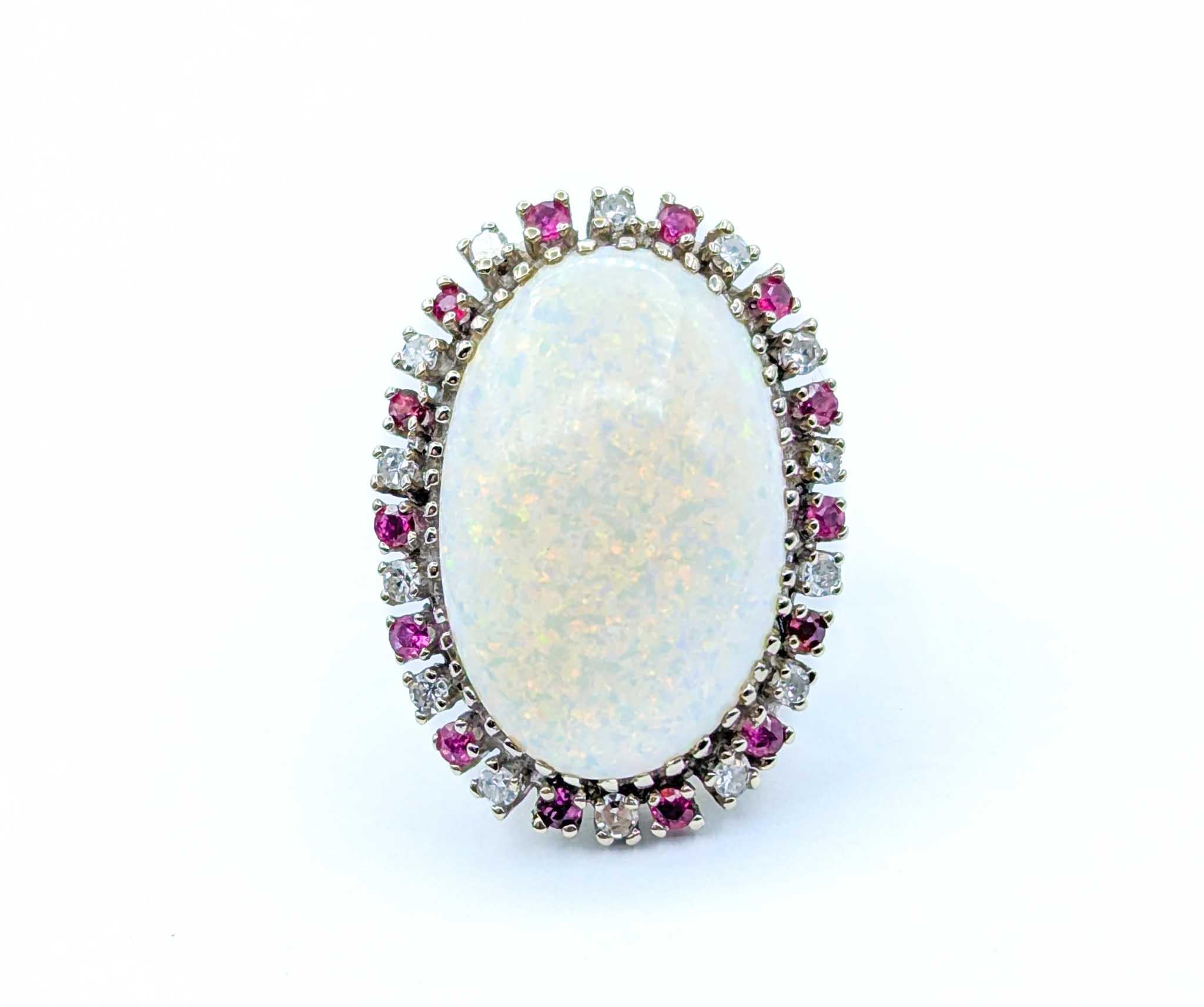 Huge Opal & Diamond Cocktail Ring in White Gold For Sale 5