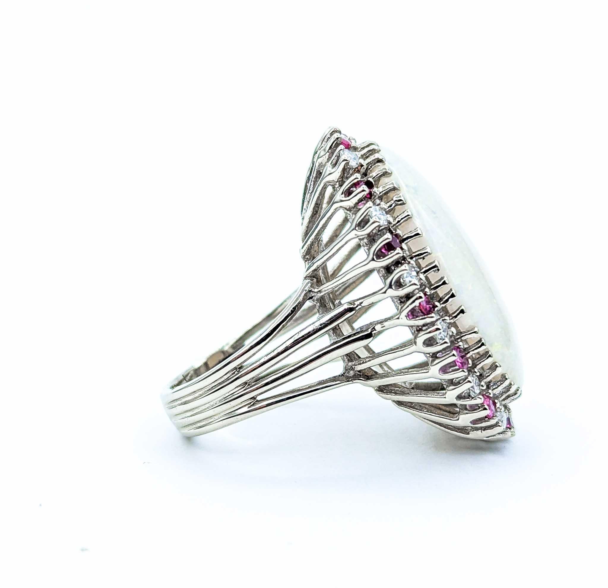 Huge Opal & Diamond Cocktail Ring in White Gold For Sale 2